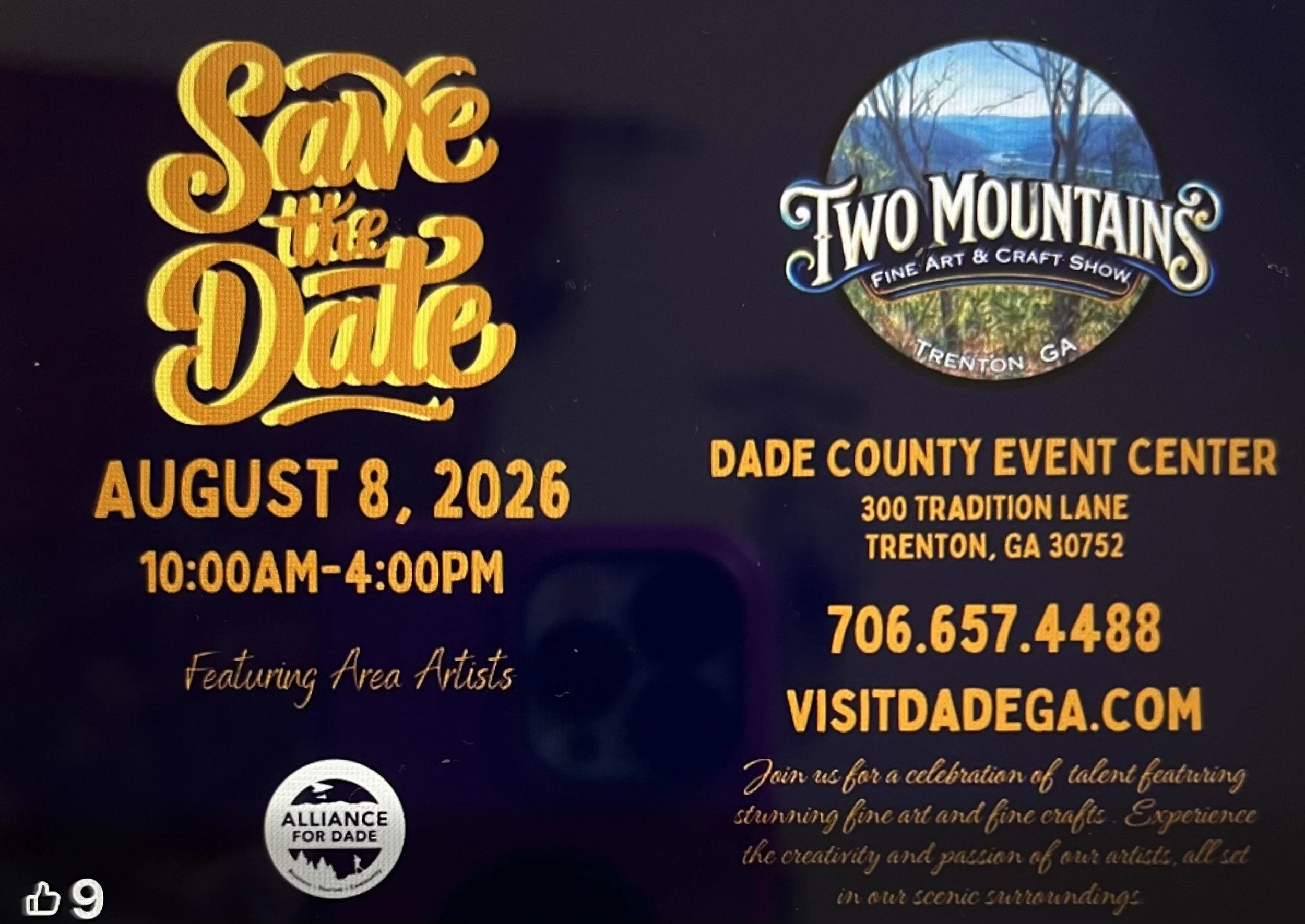 Two Mountains Fine Art Show, 300 Tradition Lane, Trenton, GA