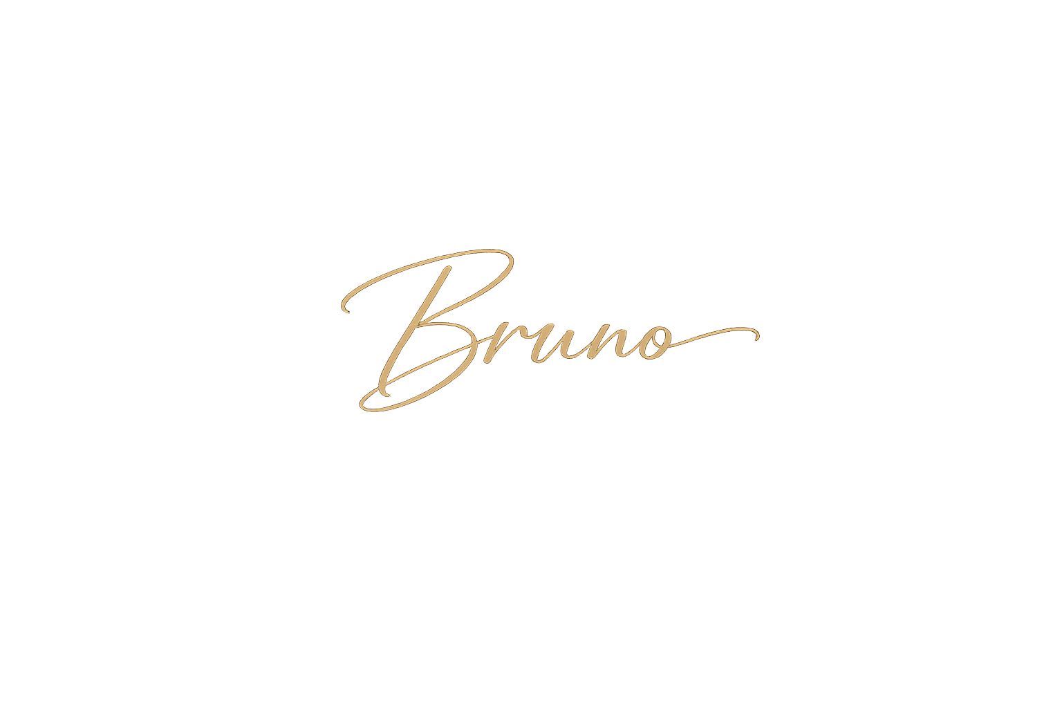 Black background with the word 'Bruno' written in gold cursive font in the center.