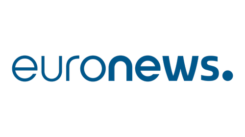 Euronews logo in blue text on a black background.
