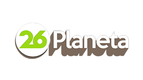Logo with green number 26 inside a white circle followed by the word 'Planeta' in white text on a black background.