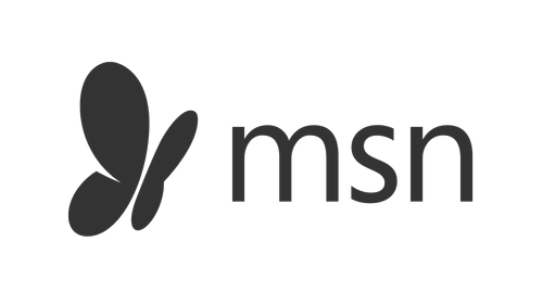 MSN logo with butterfly icon in grayscale.