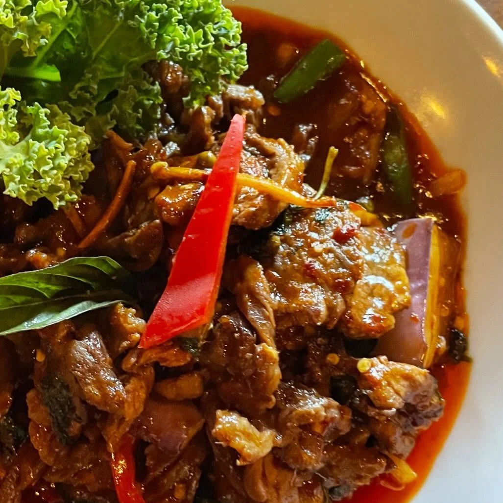 Peppercorn Sirloin Stir-fry in our house-made sauce.

#silkthaicafetacoma #tacoma #washingtonfood #tacomafood #thaifood
