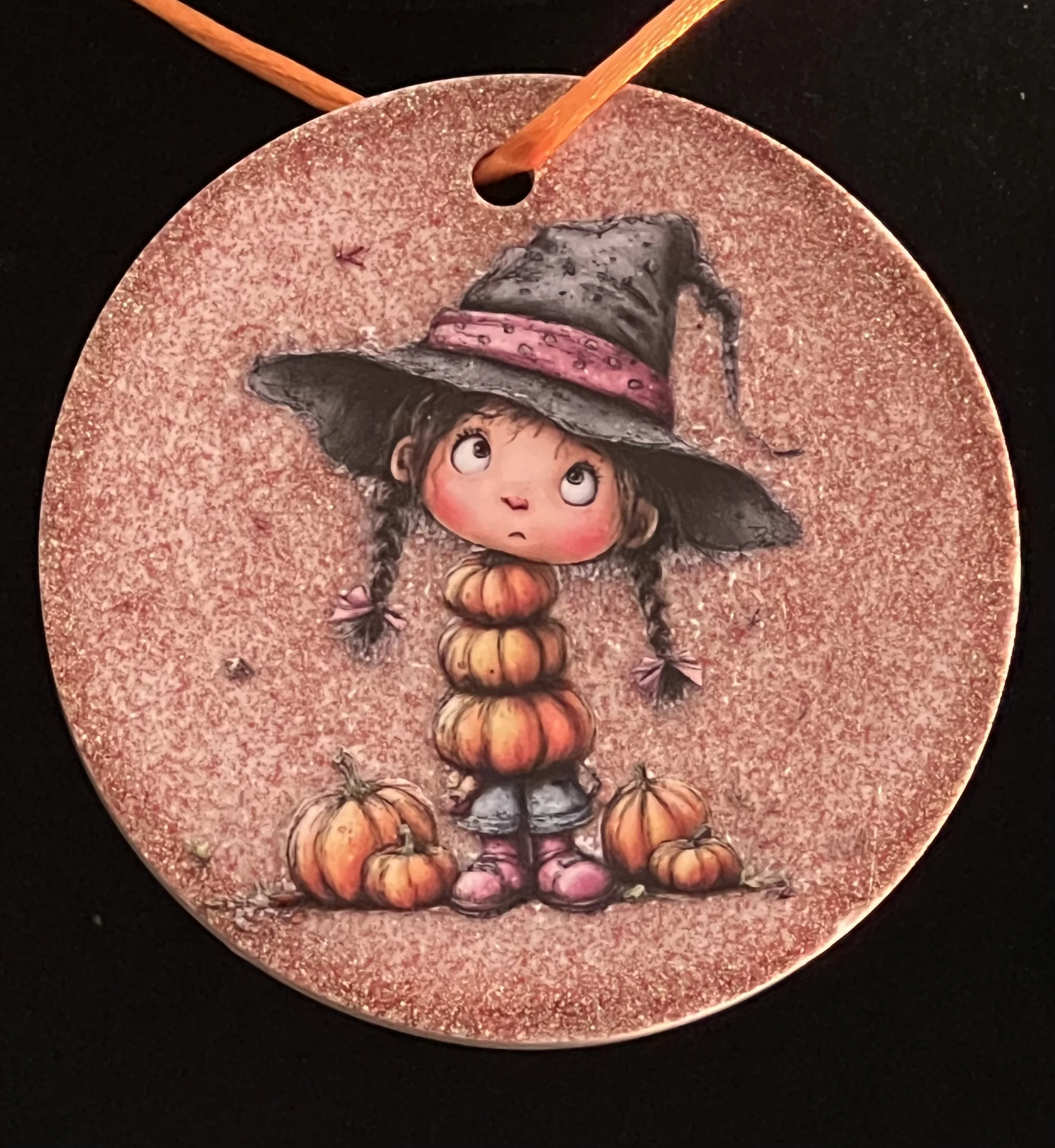 Whimsical Pumpkin Girl Fall Ornament