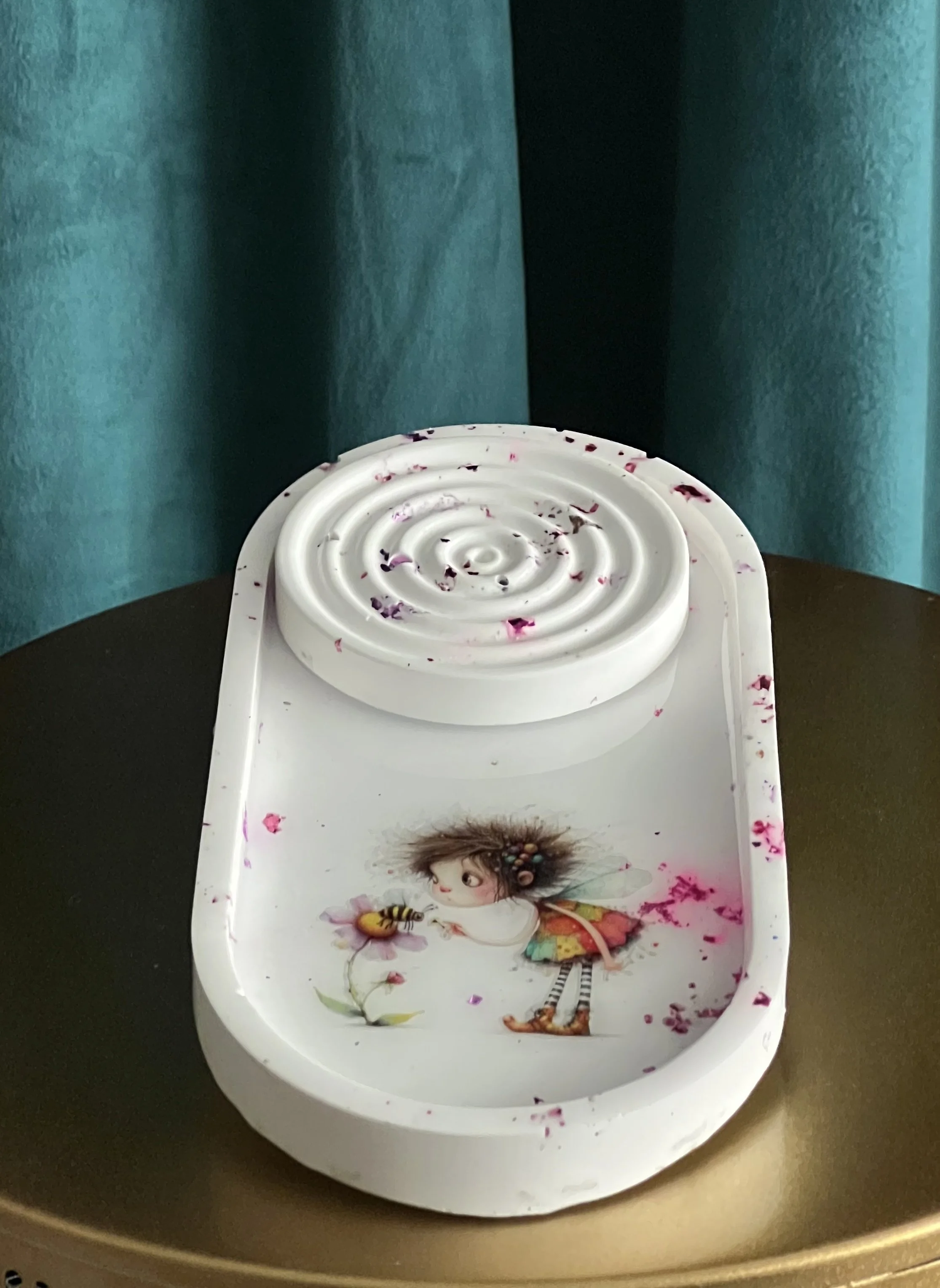 Whimsical Fairy and Bee Decorative Incense Burner and Tray