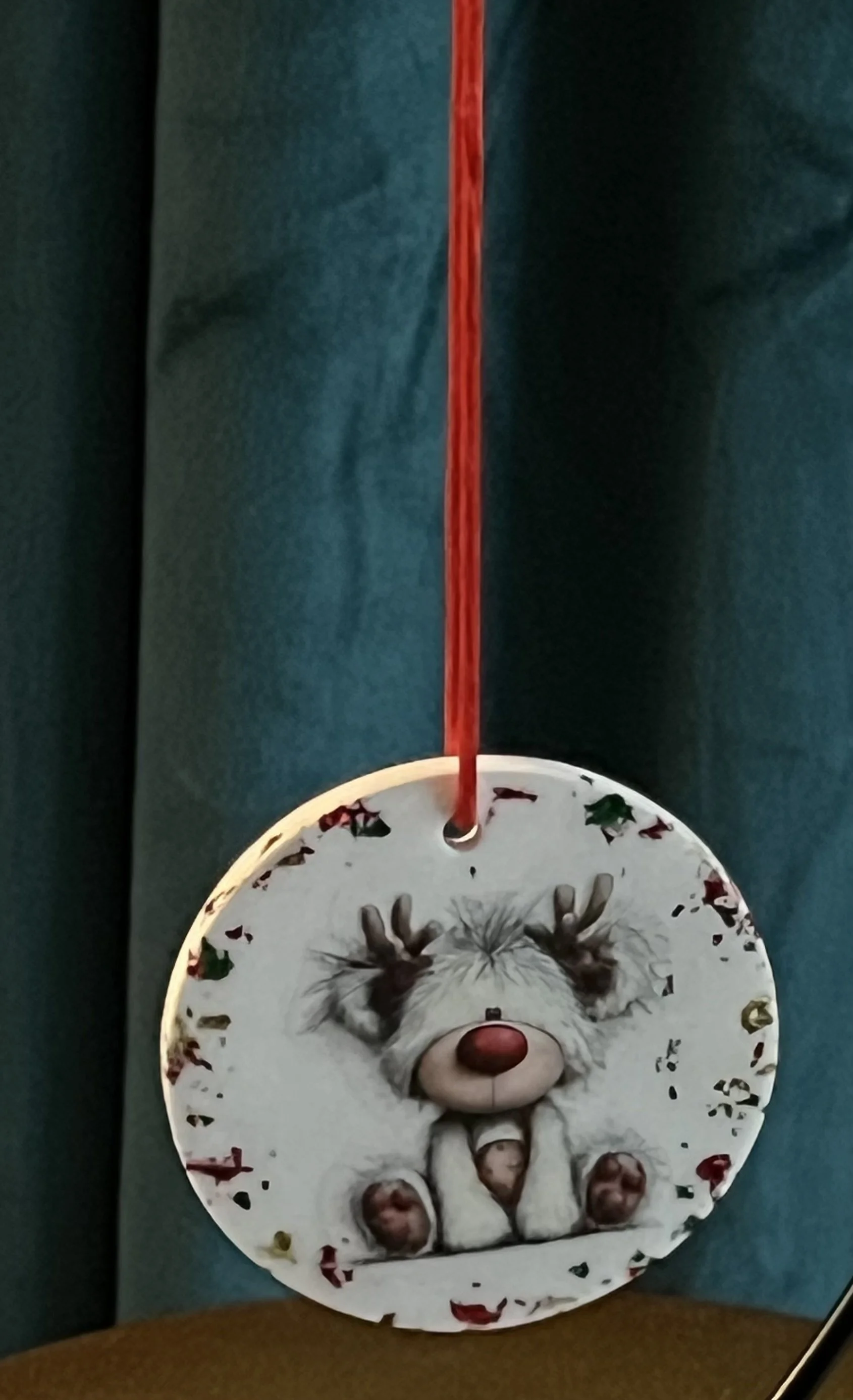 Whimsical Reindeer Bear Christmas Ornament