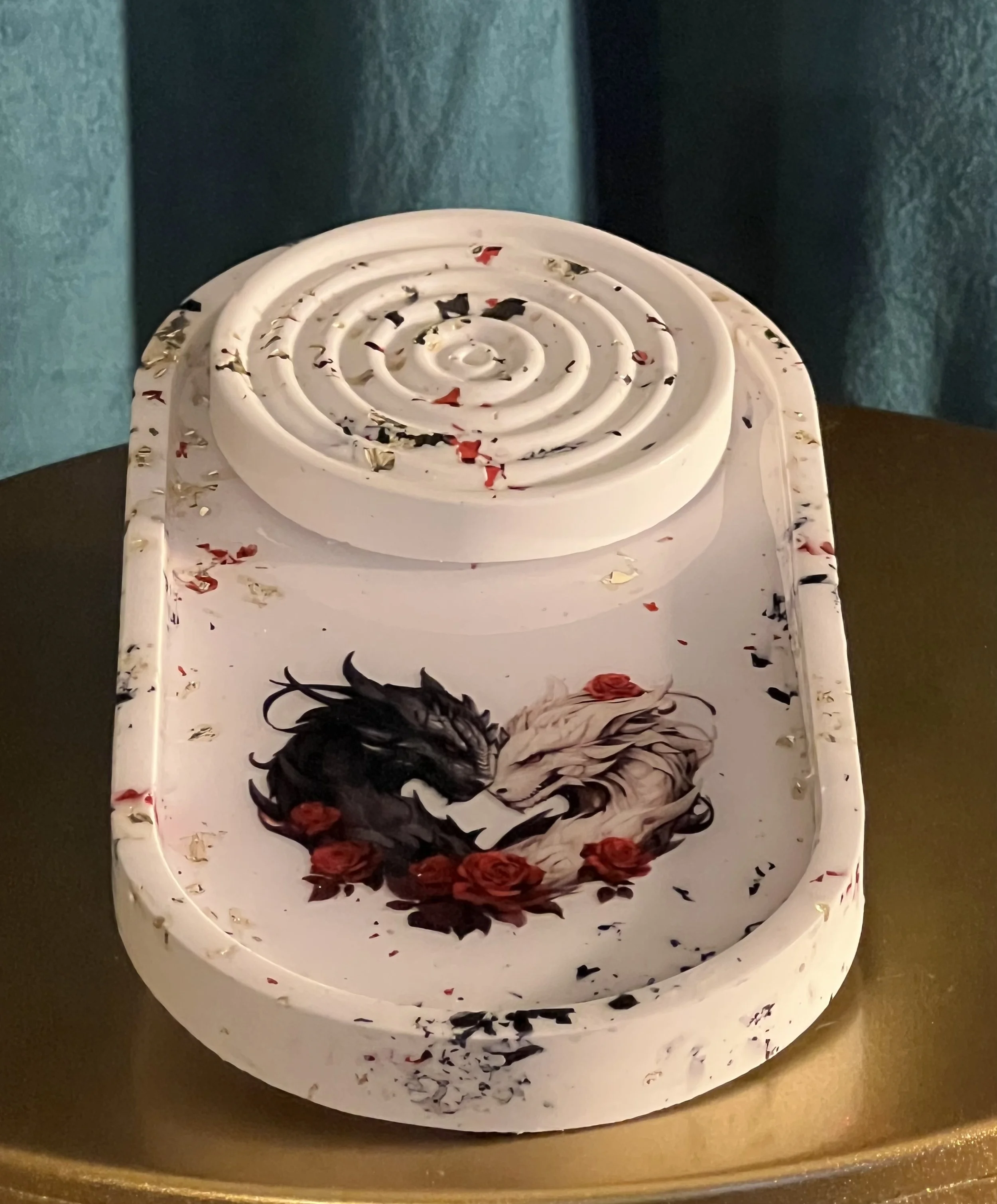 Dragon Elegance Decorative Incense Burner and Tray