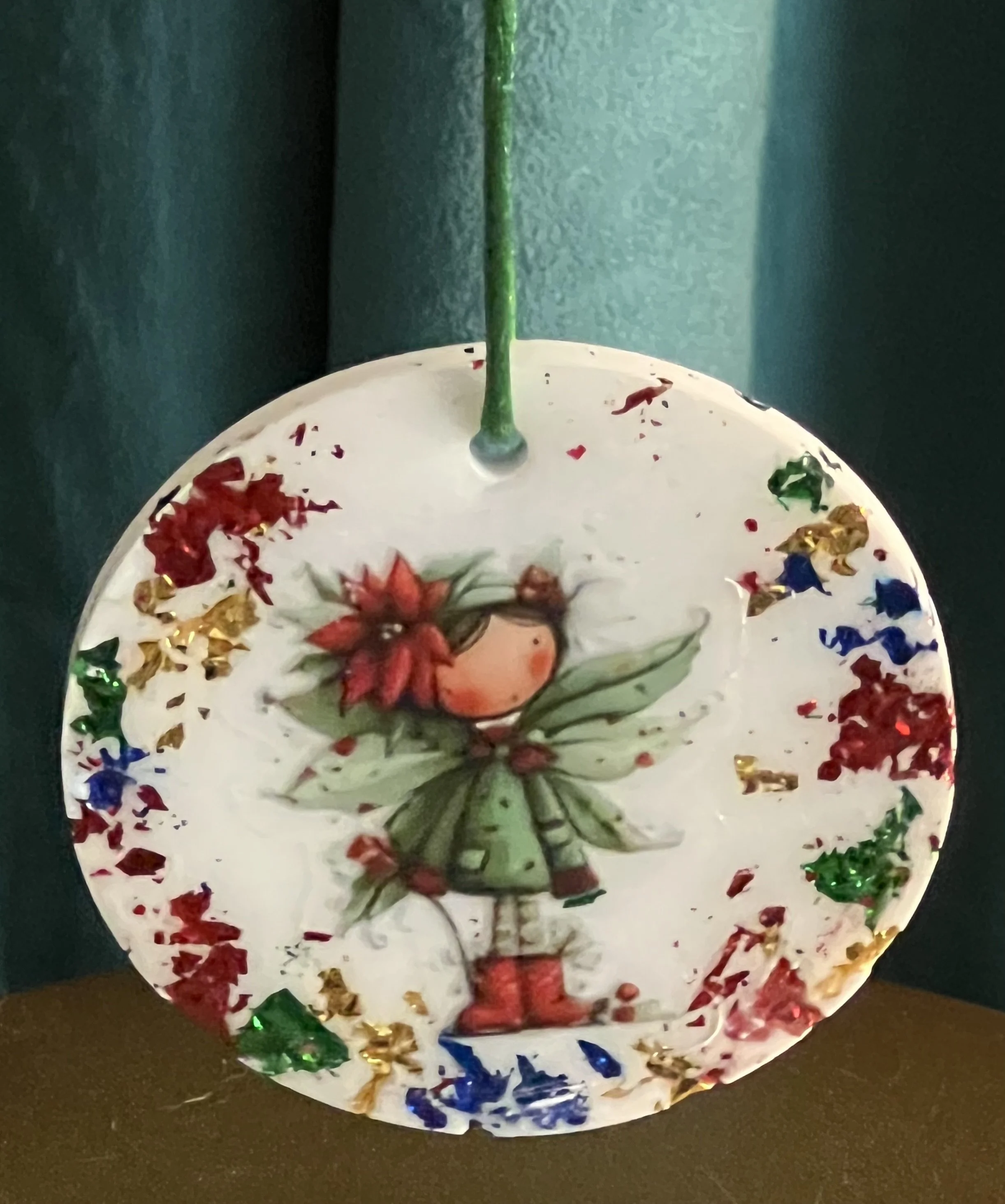 Festive Fairy With A Poinsettia Hat Ornament