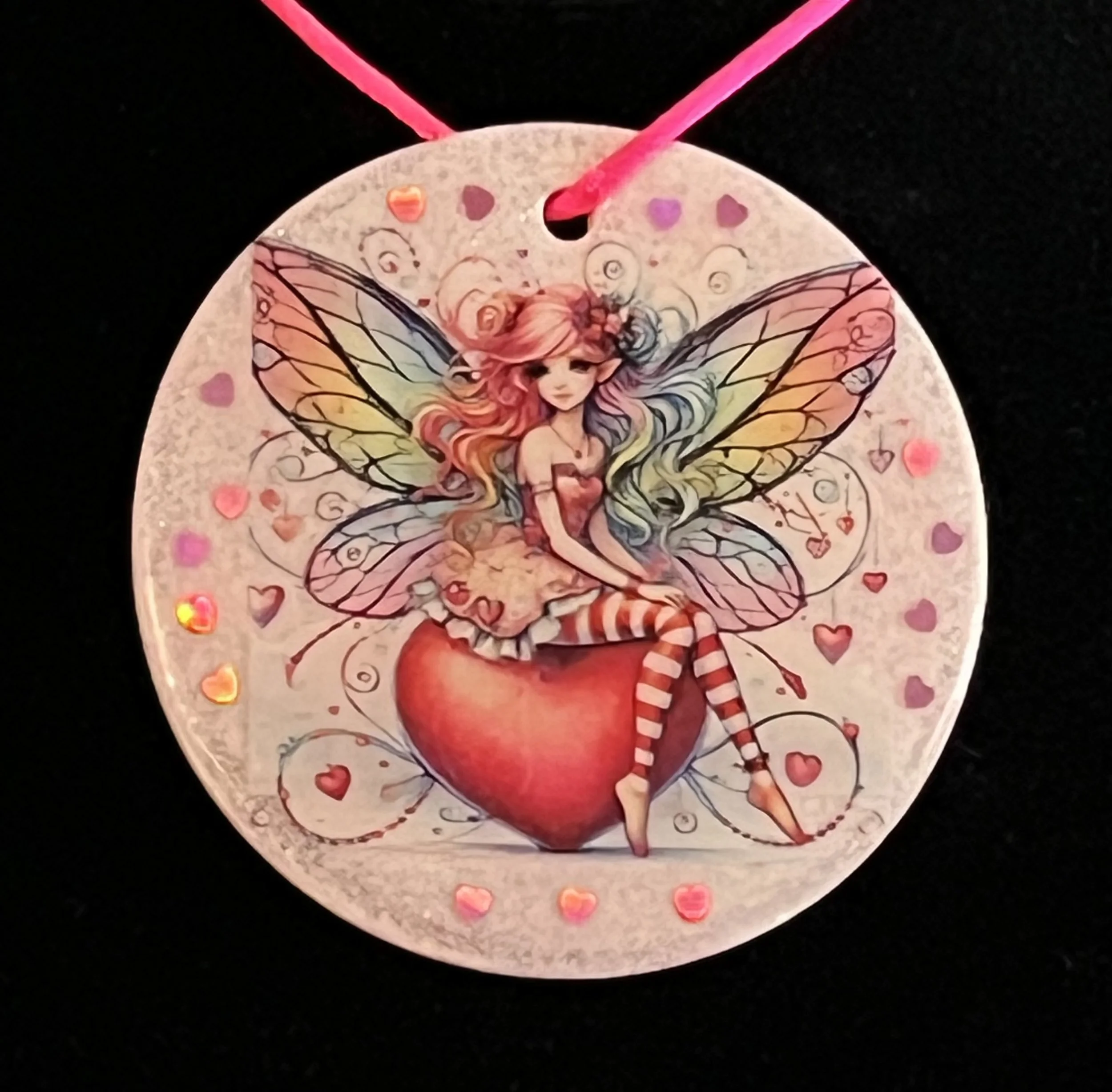 Whimsical Fairy Heart Charm Ornament
