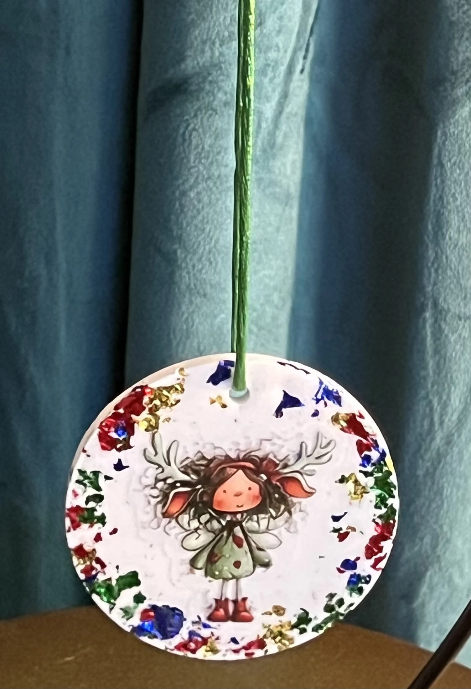 Whimsical Holiday Fairy Wearing An Antler Headress Ornament