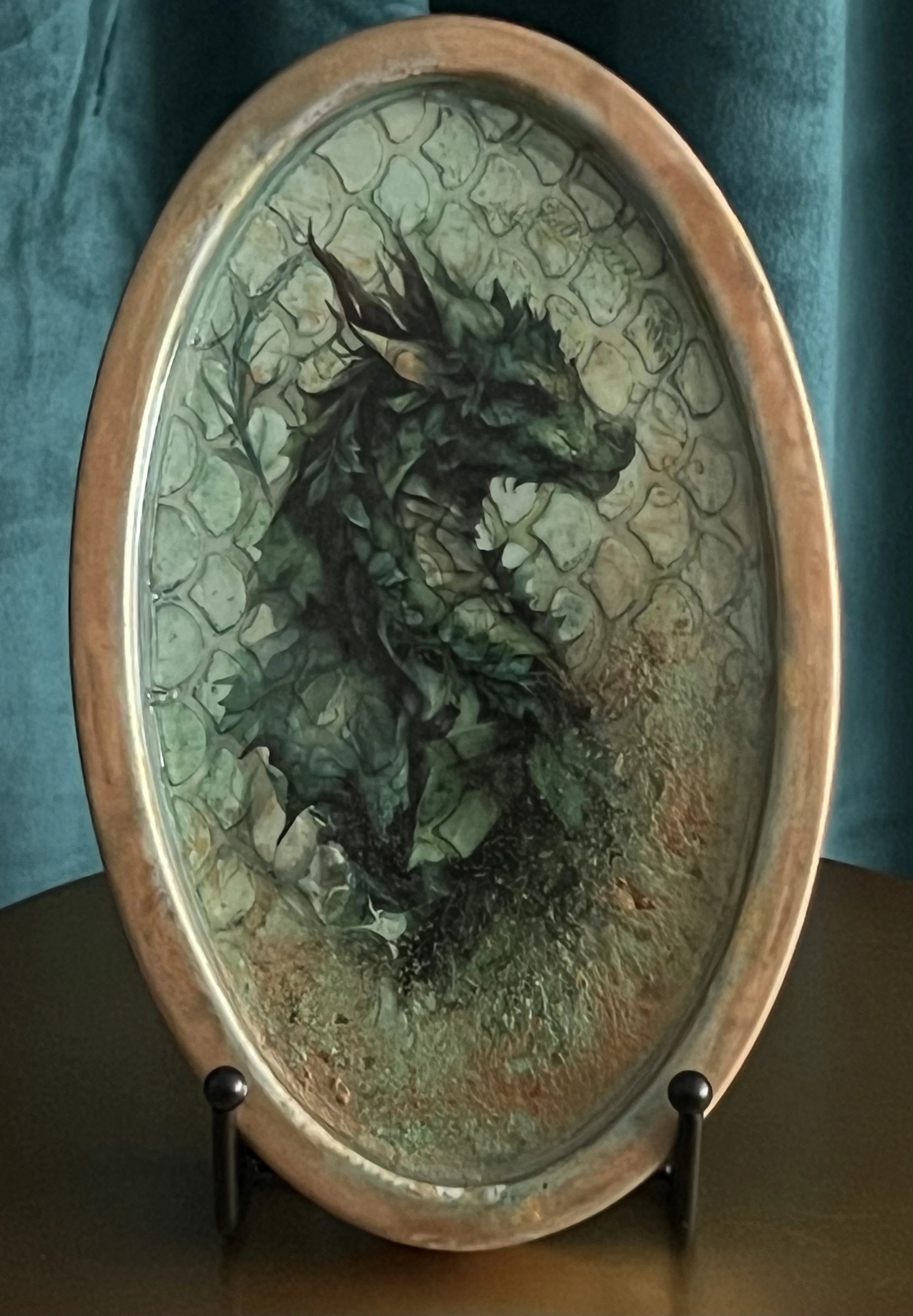Mystical Dragon Decortive Oval Tray I