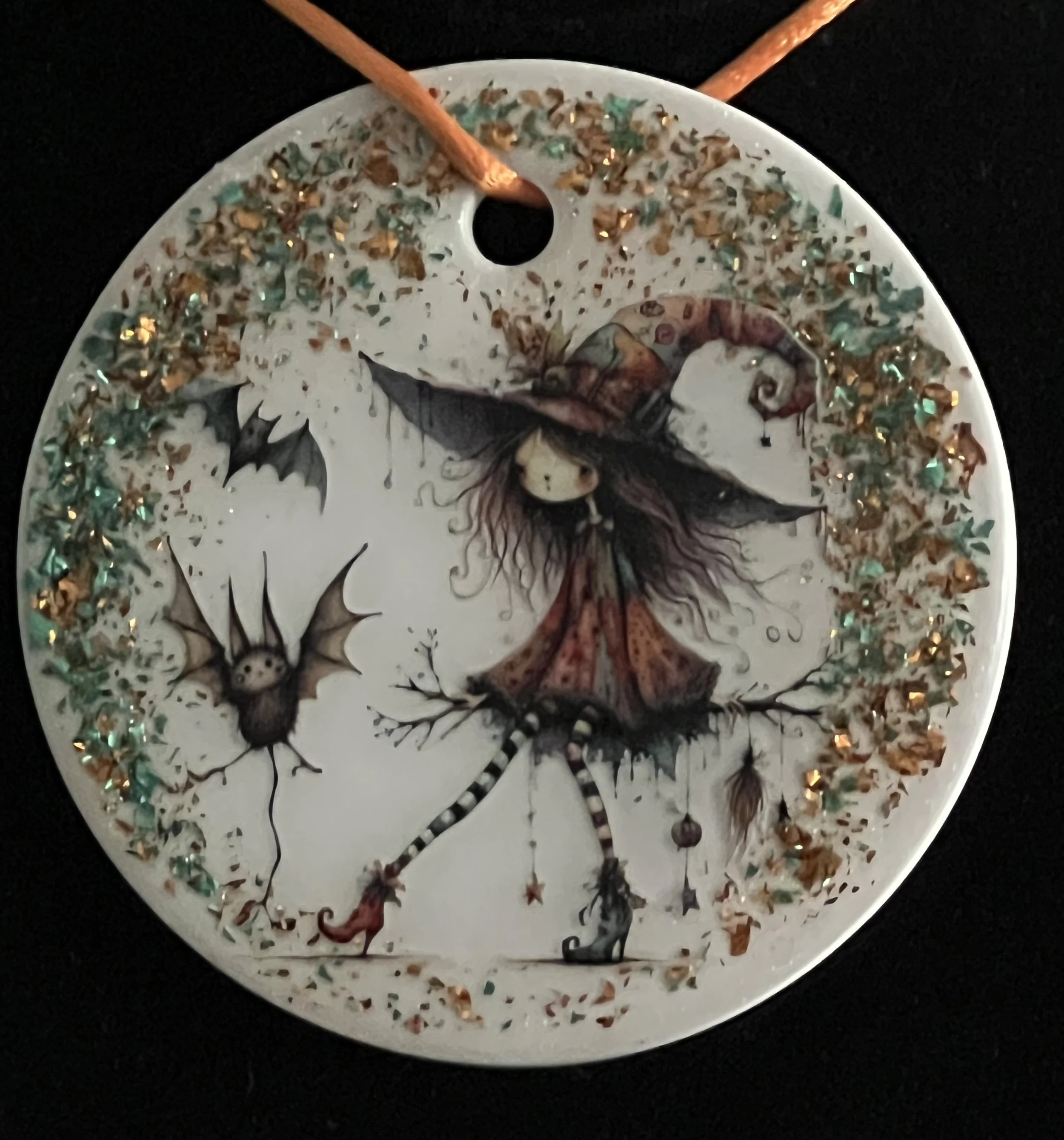 Mystical Witch & Bat Ornament