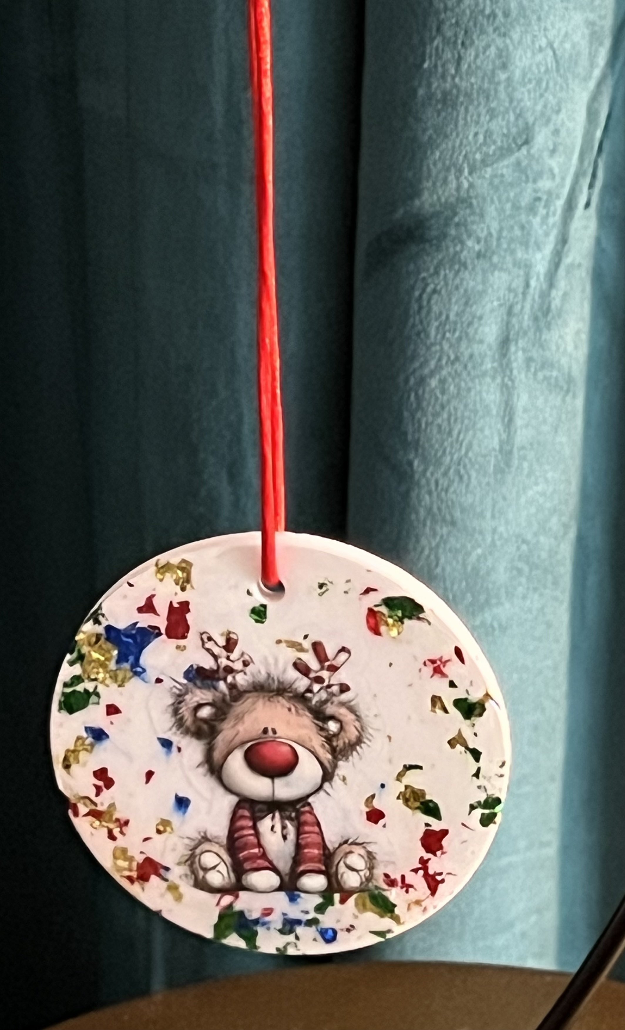 Whimsical Reindeer Bear Holiday Ornament