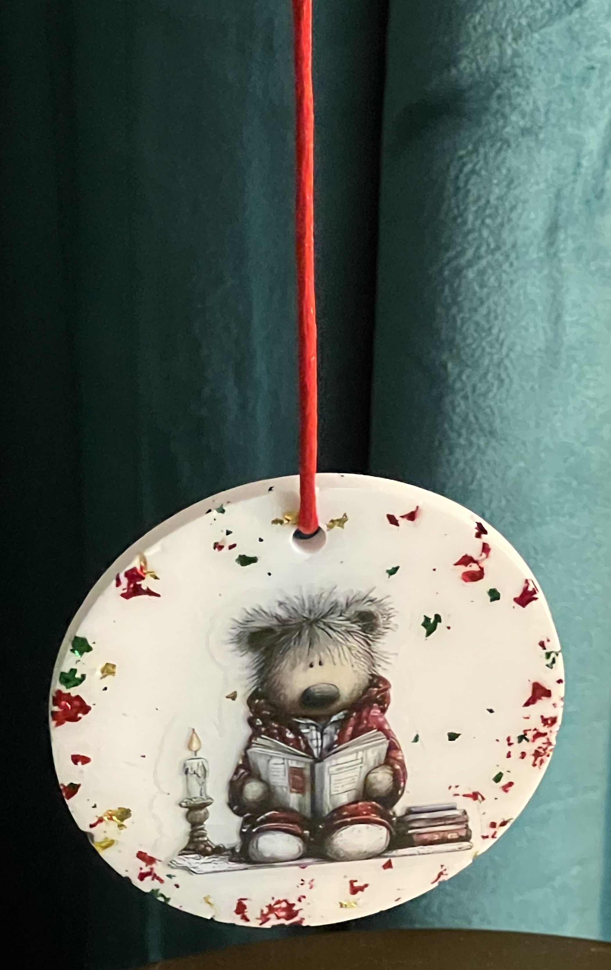 Cozy Bear Reader Ornament