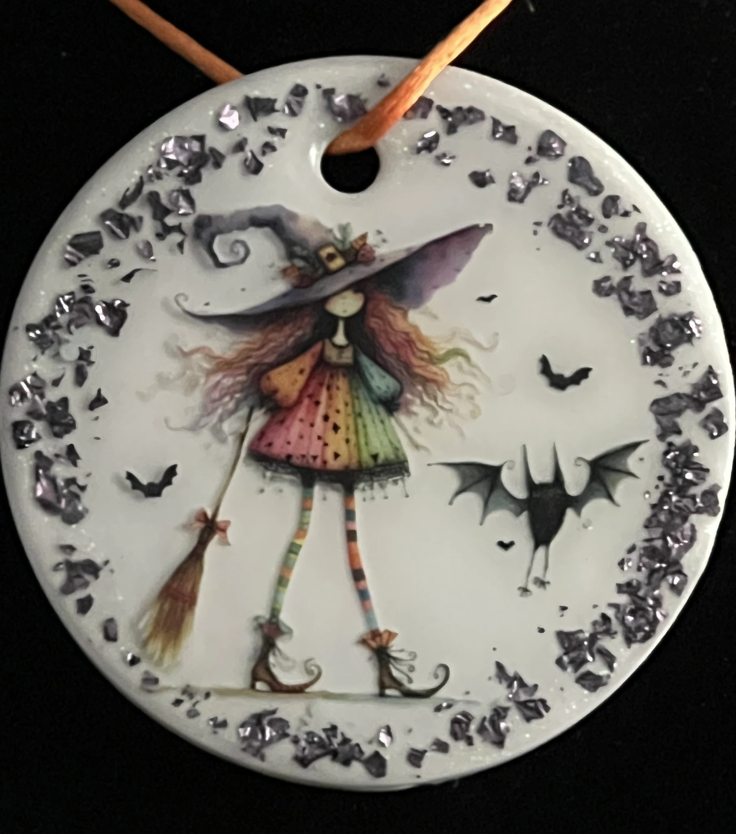 Enchanting Witch Ornament with Sparkling Accents