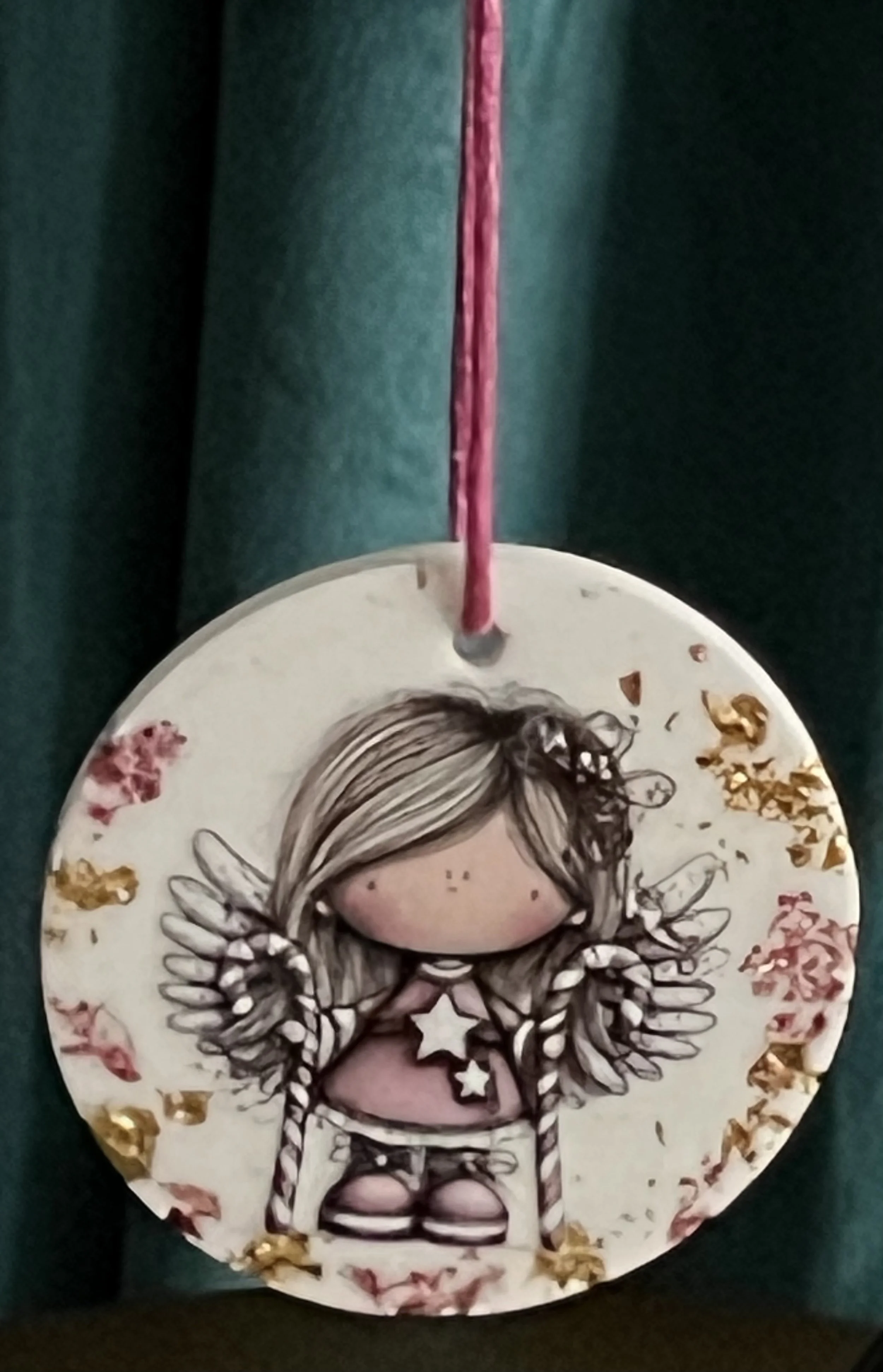 Whimsical Angel Holding Candy Canes Ornament