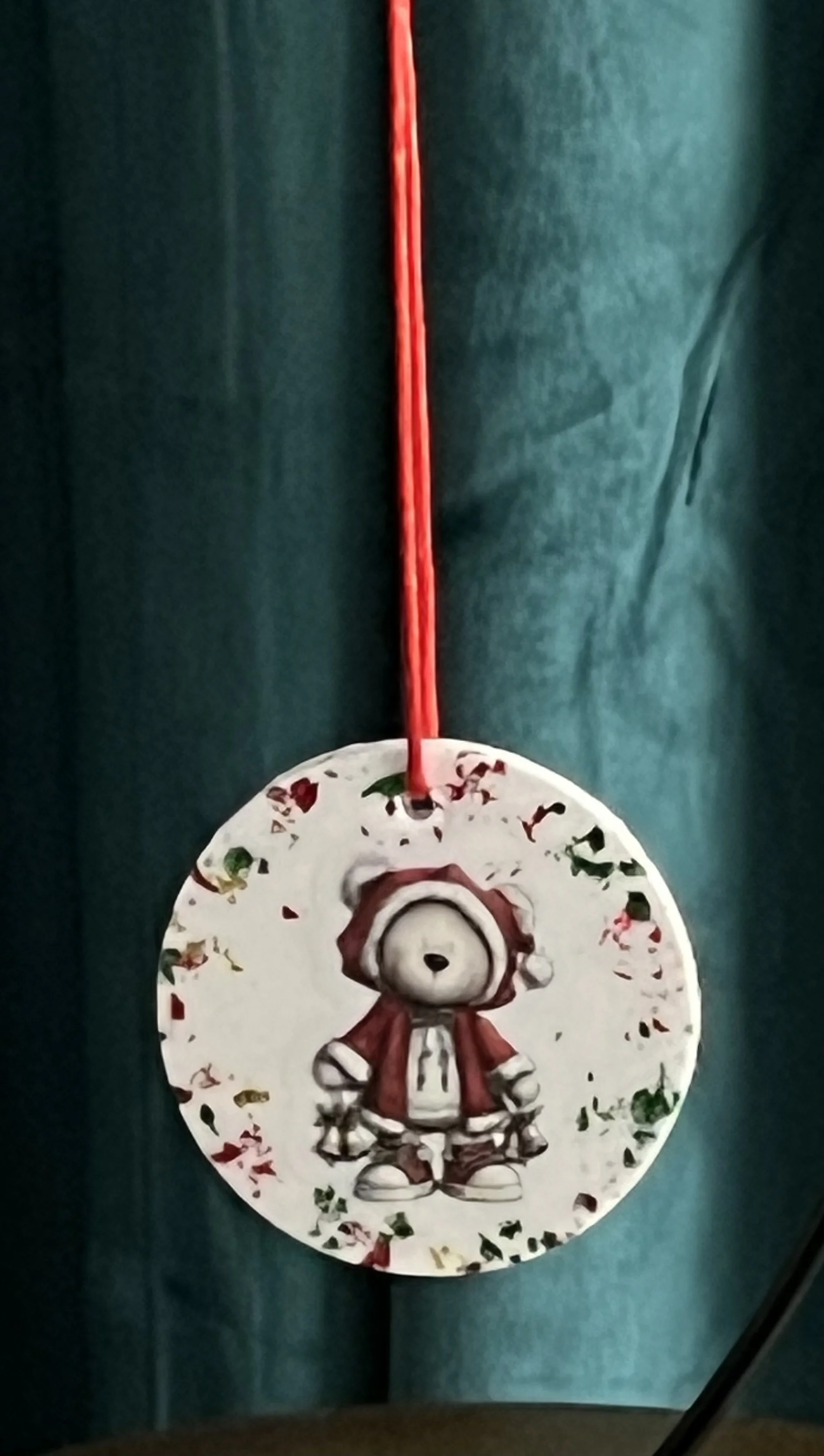 Festive Girl Bear Holiday Ornament