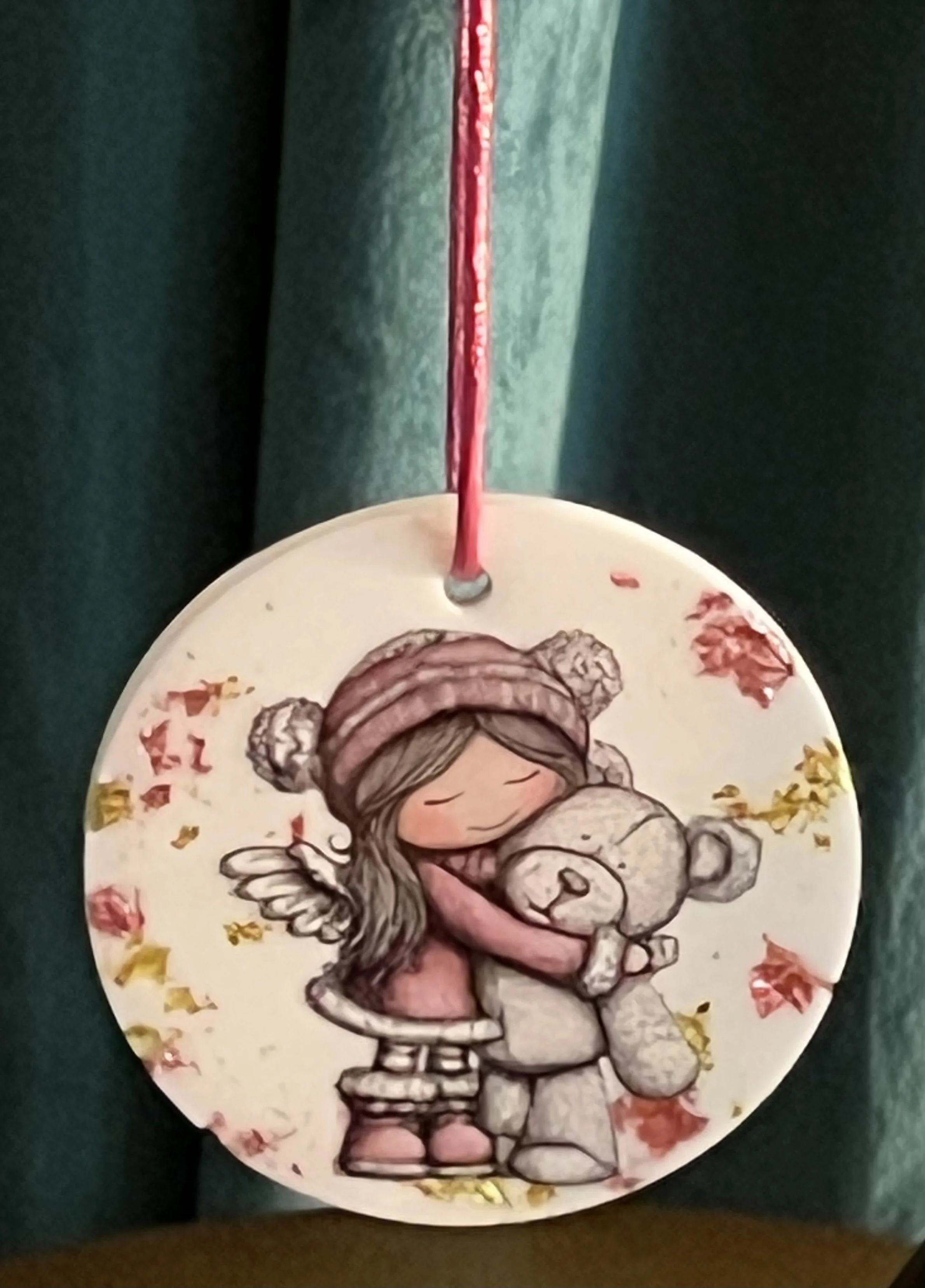 Angelic Teddy Bear Hug Ornament
