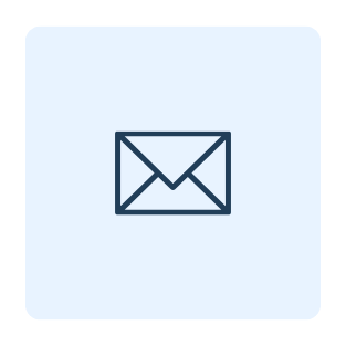 Envelope icon on a light blue background