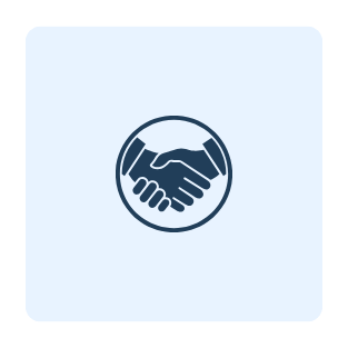 Icon of two hands shaking inside a circle.