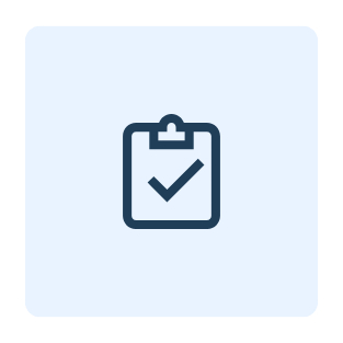Icon of a clipboard with a checkmark.