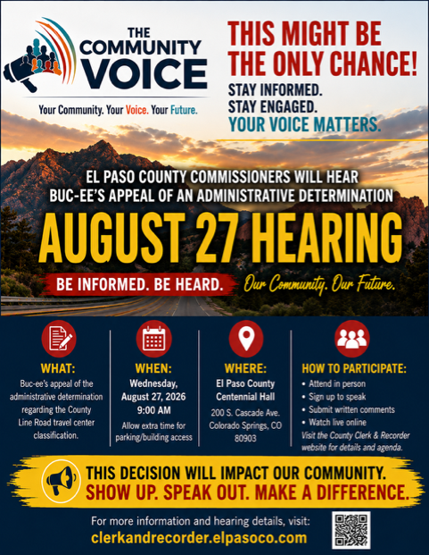 August 27 El Paso County Hearing on Buc-ee's Land-Use Appeal