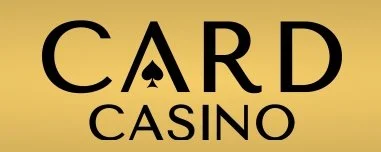 Logo for Card Casino with black text and spade symbol on a gold background.