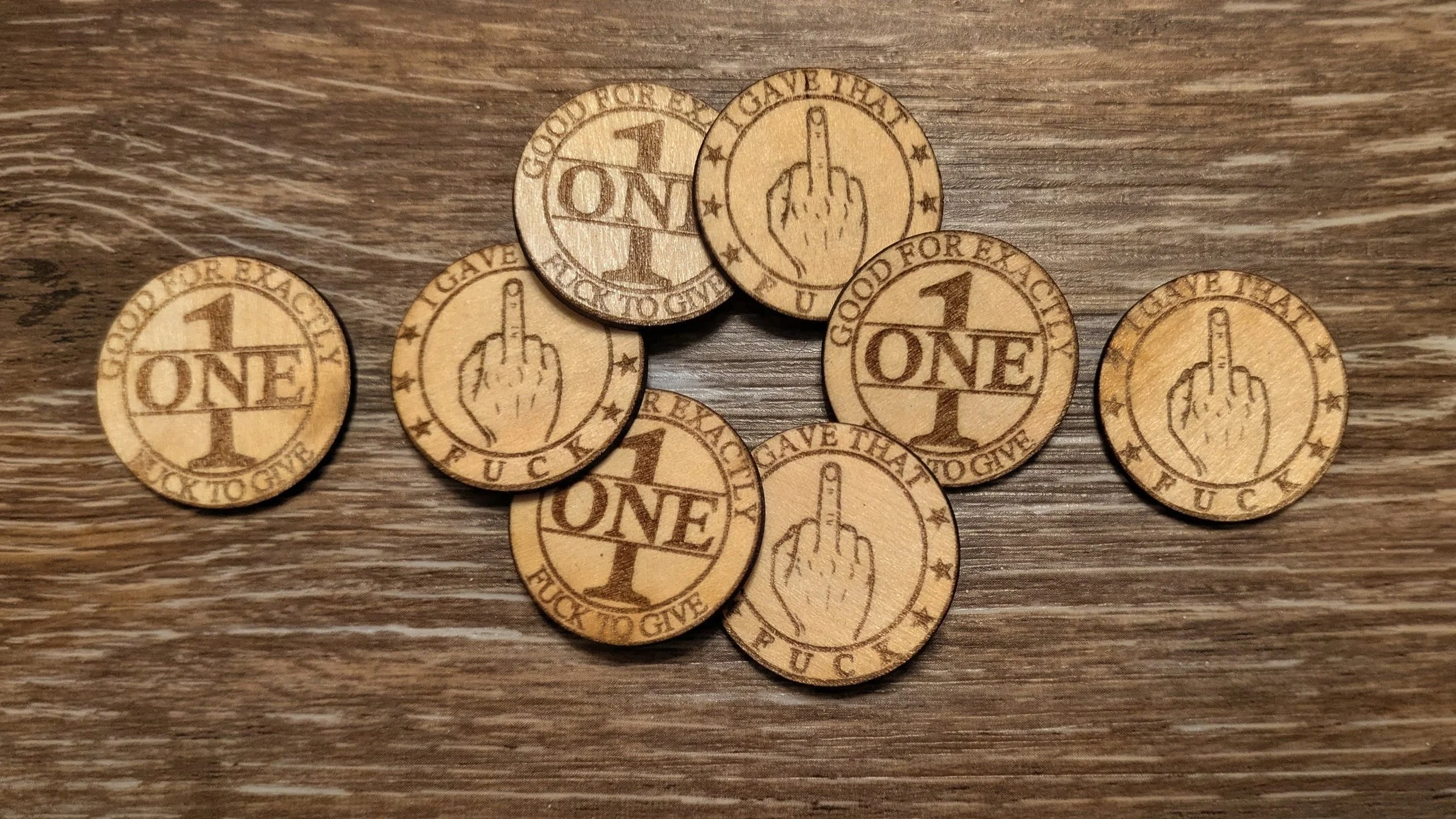 Double-Sided Wooden Novelty Coin – 1.25" (set of 3)