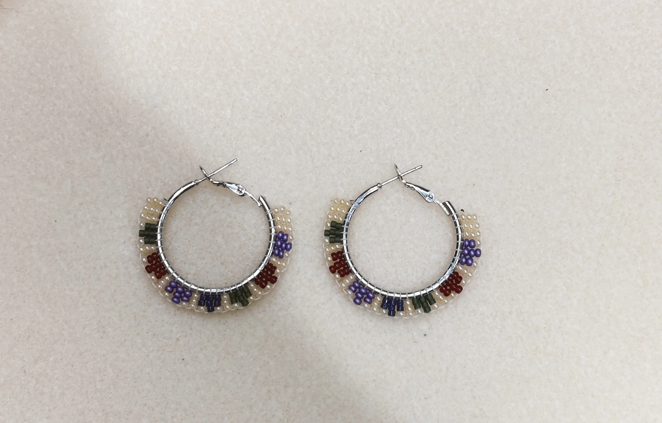 Beaded Hoop Earrings "Artisan Stripe"