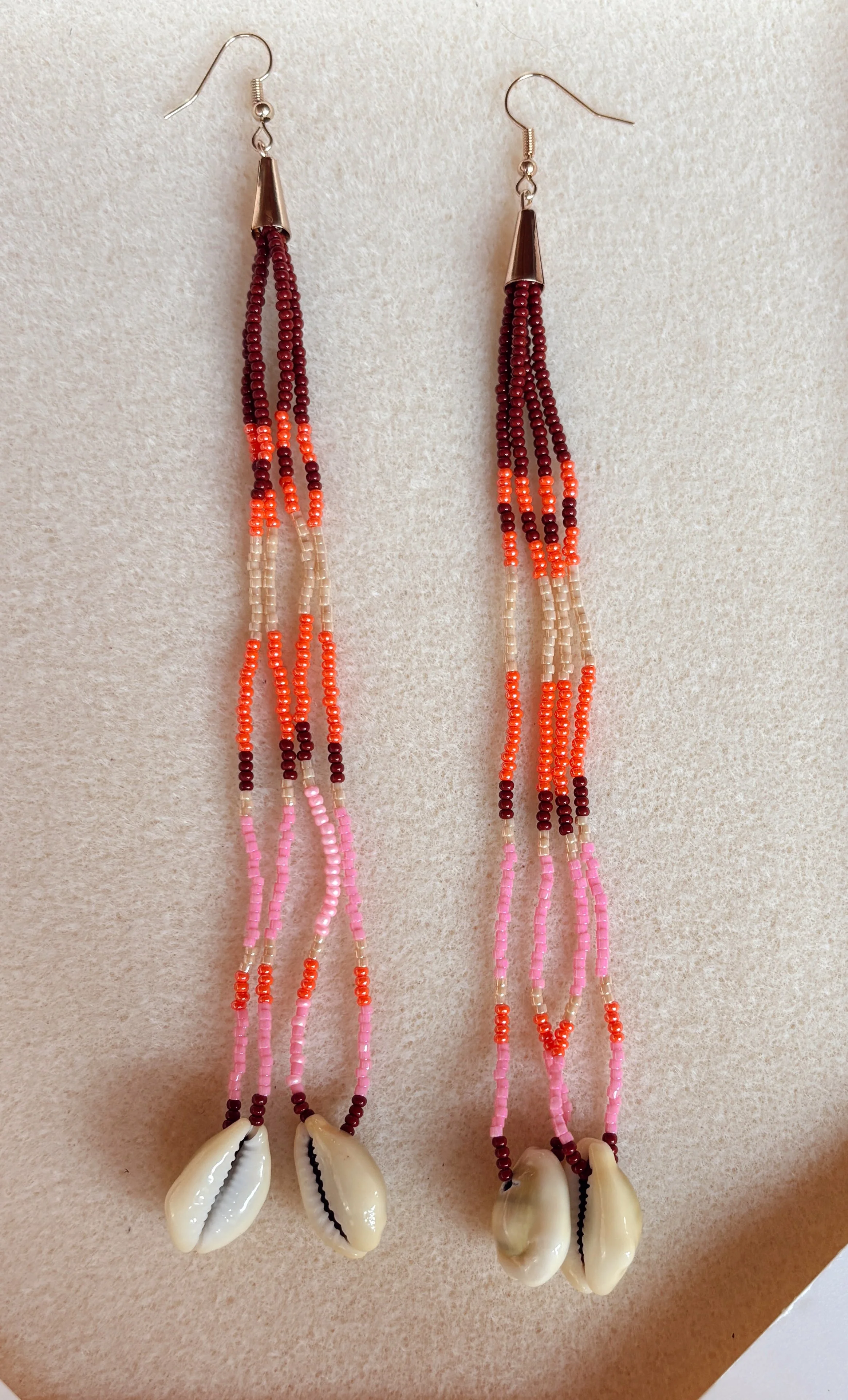 Dangle Shell Earrings "Hibiscus Bloom"