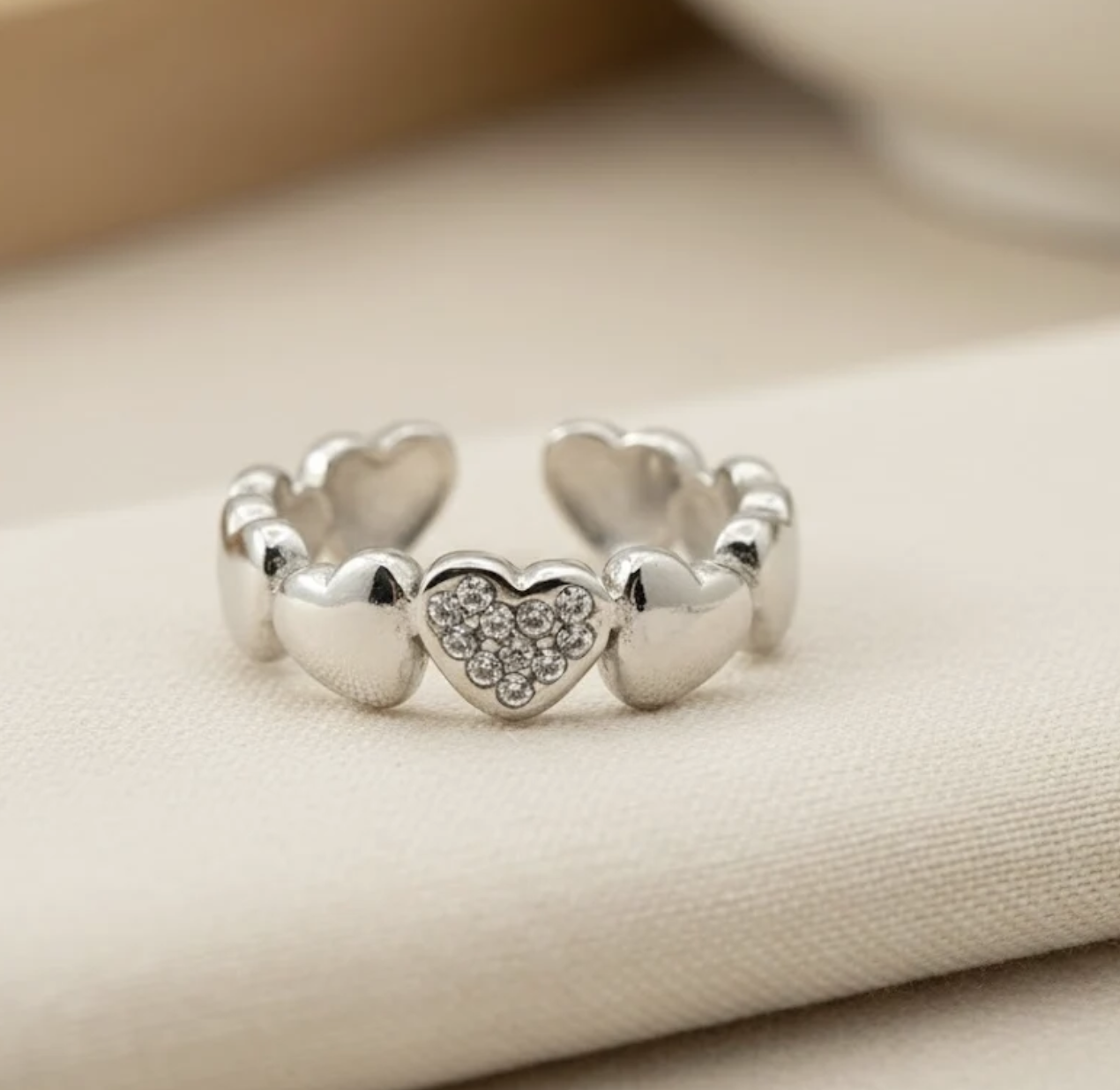 Stainless Steel All Heart Open Ring