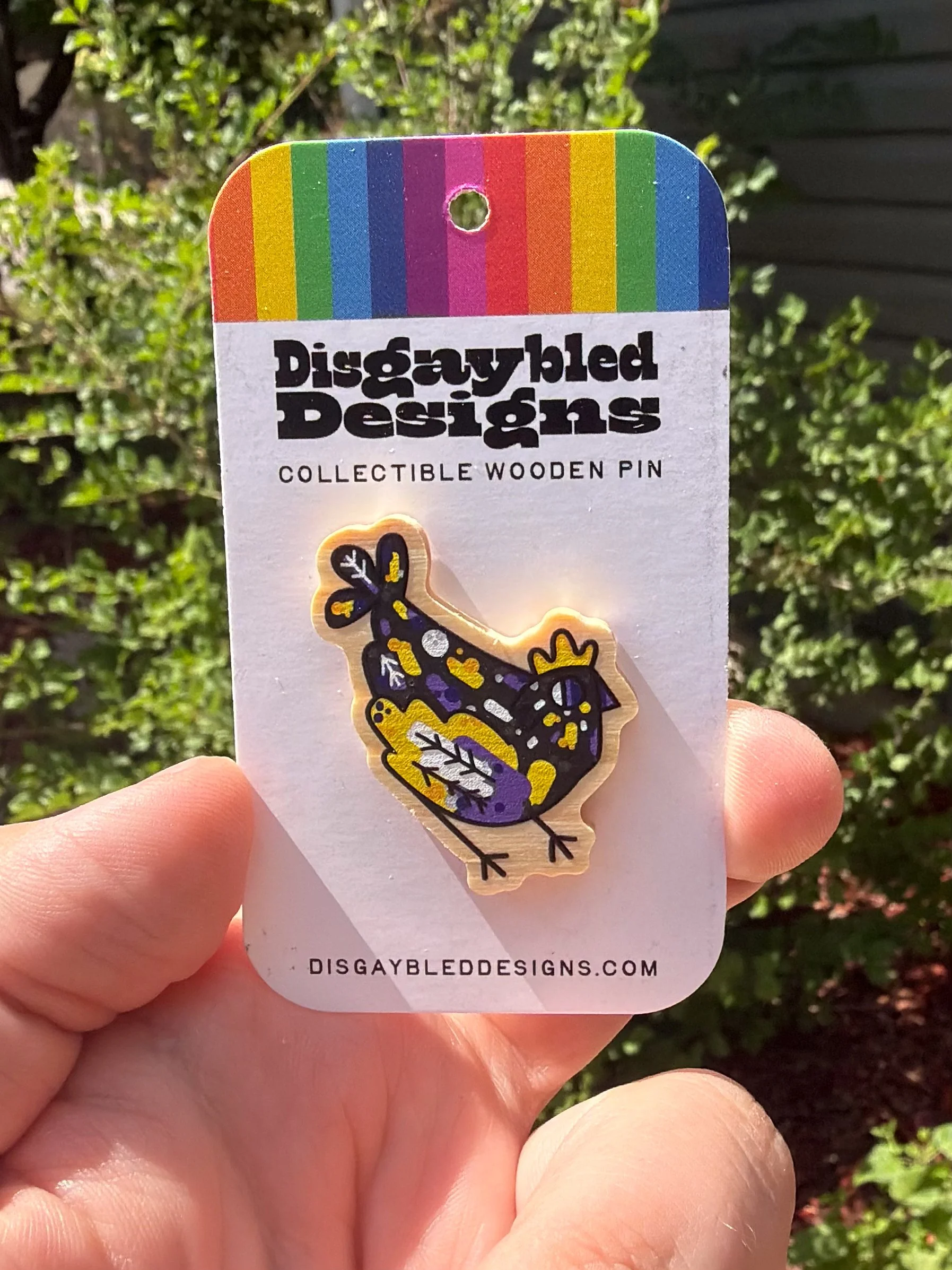 Nonbinary Chicken Pin