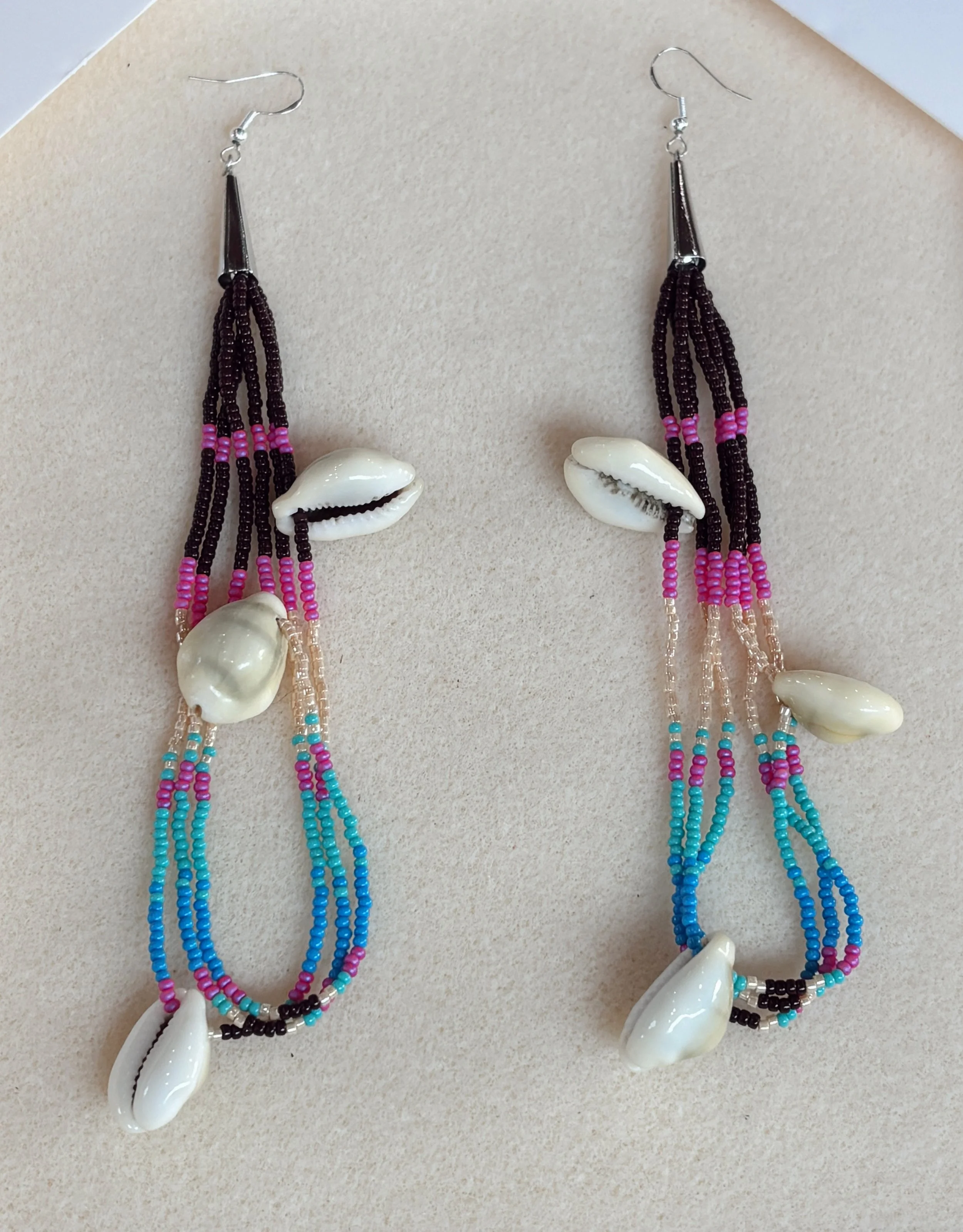 Dangle Shell Earrings "Coconut Beachcomber"