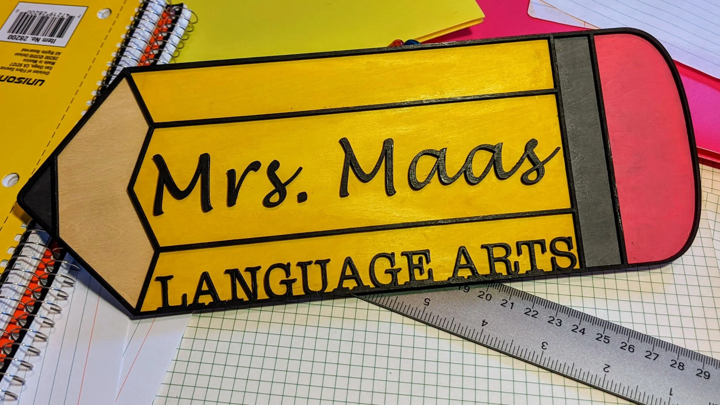 Wooden Pencil Teacher Desk Plaque