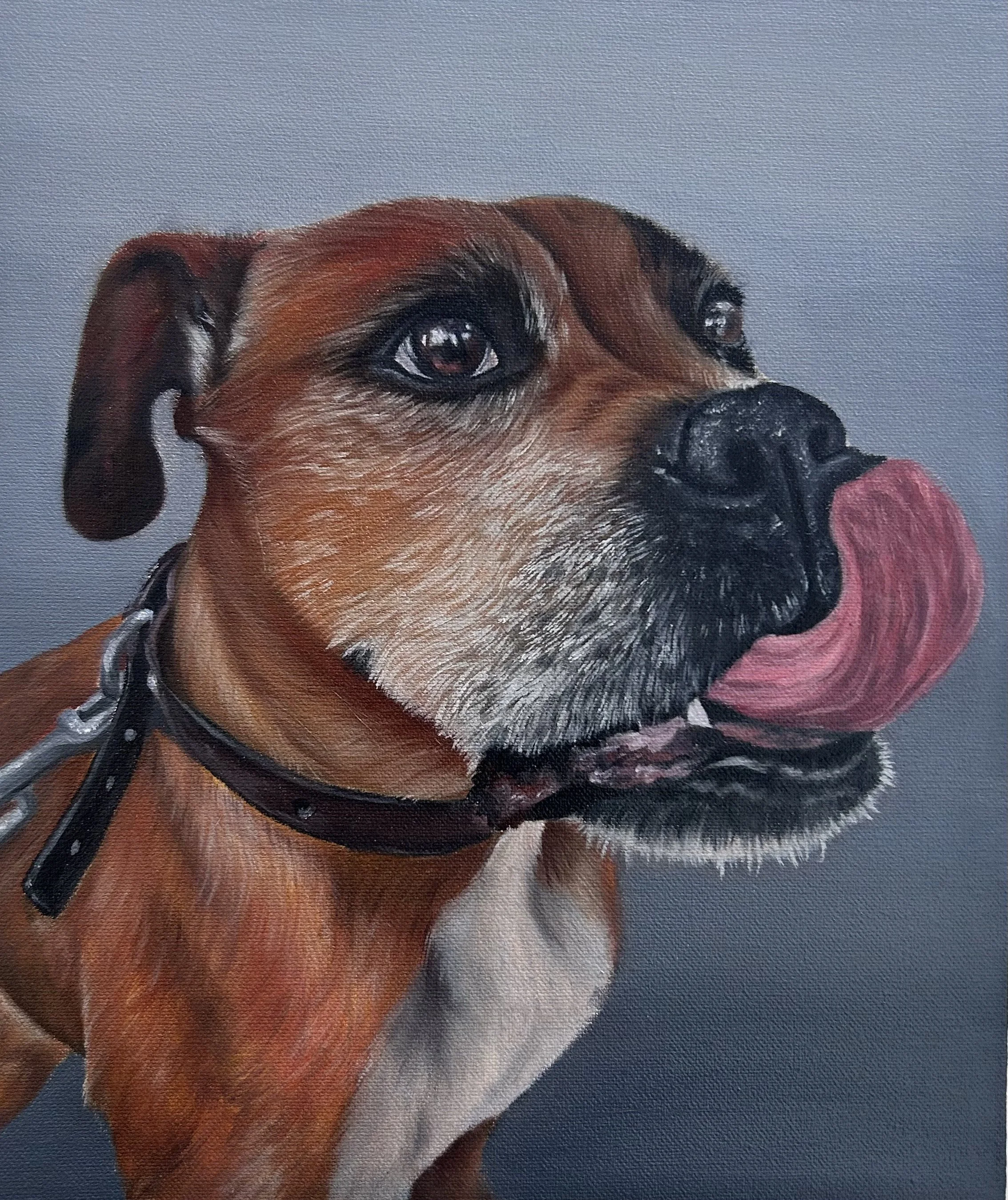Pintura de perro realizada a mano sobre lienz