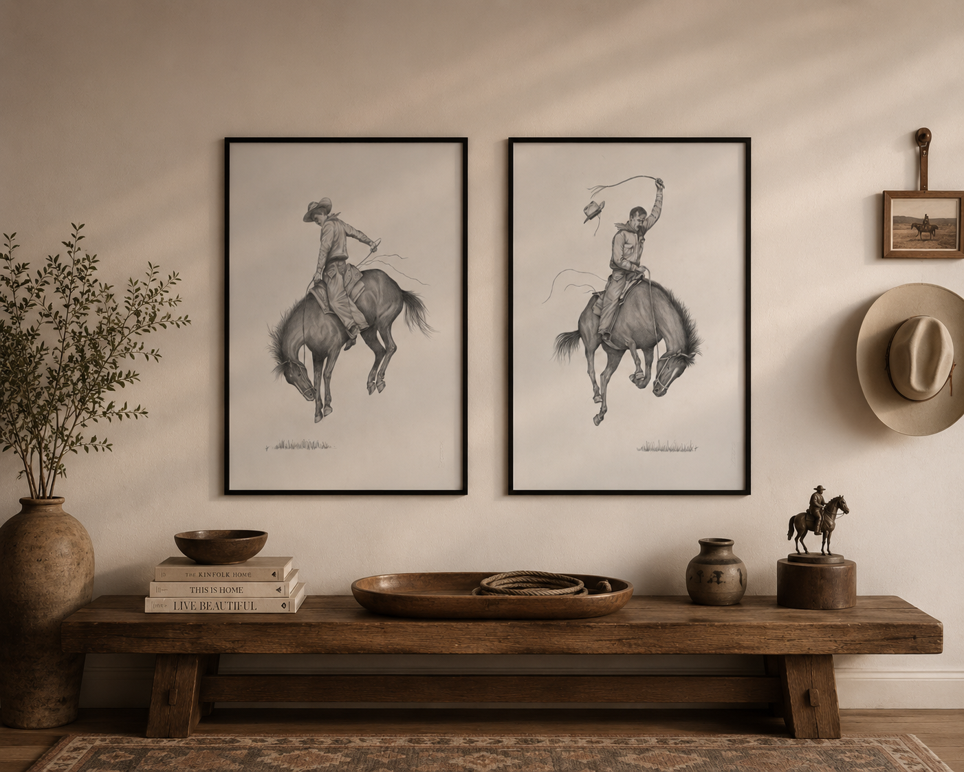 Dibujo realista de caballos en grafito realizado por Elmi Lopezmalo Art