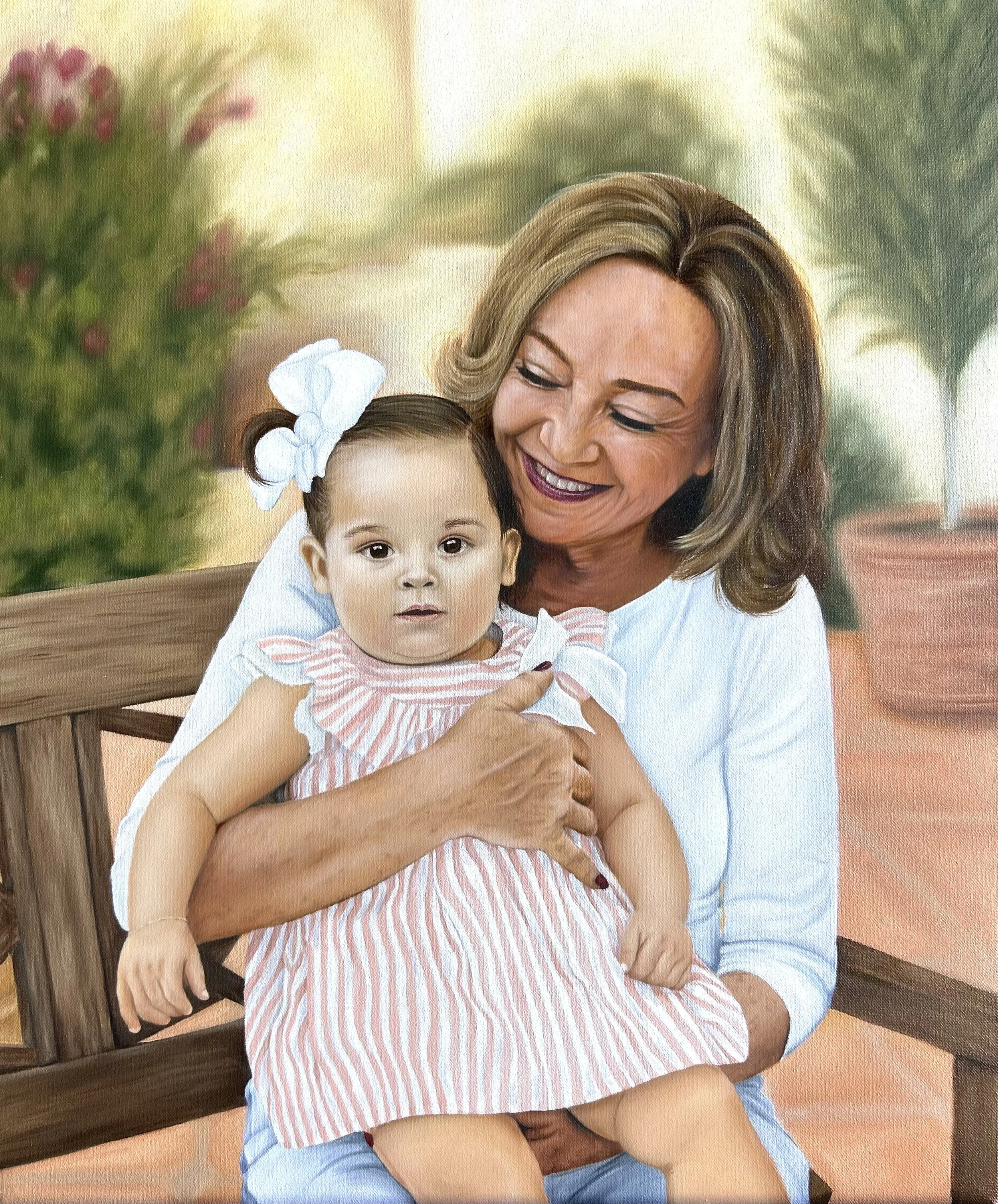Retrato personalizado de persona pintado a mano al óleo sobre lienzo por Elmi Lopezmalo Art.