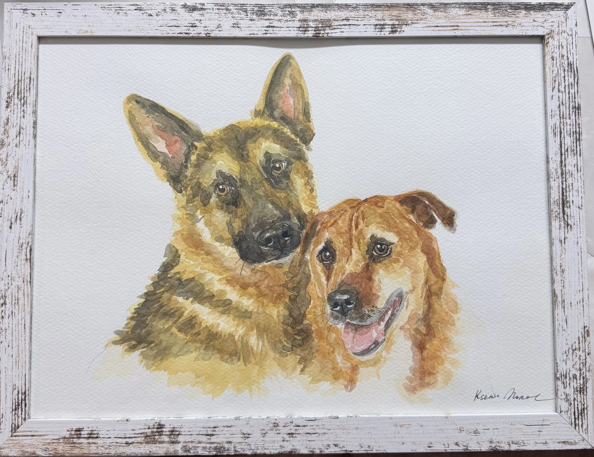 11×15 Two-Pet Custom Watercolor Portrait