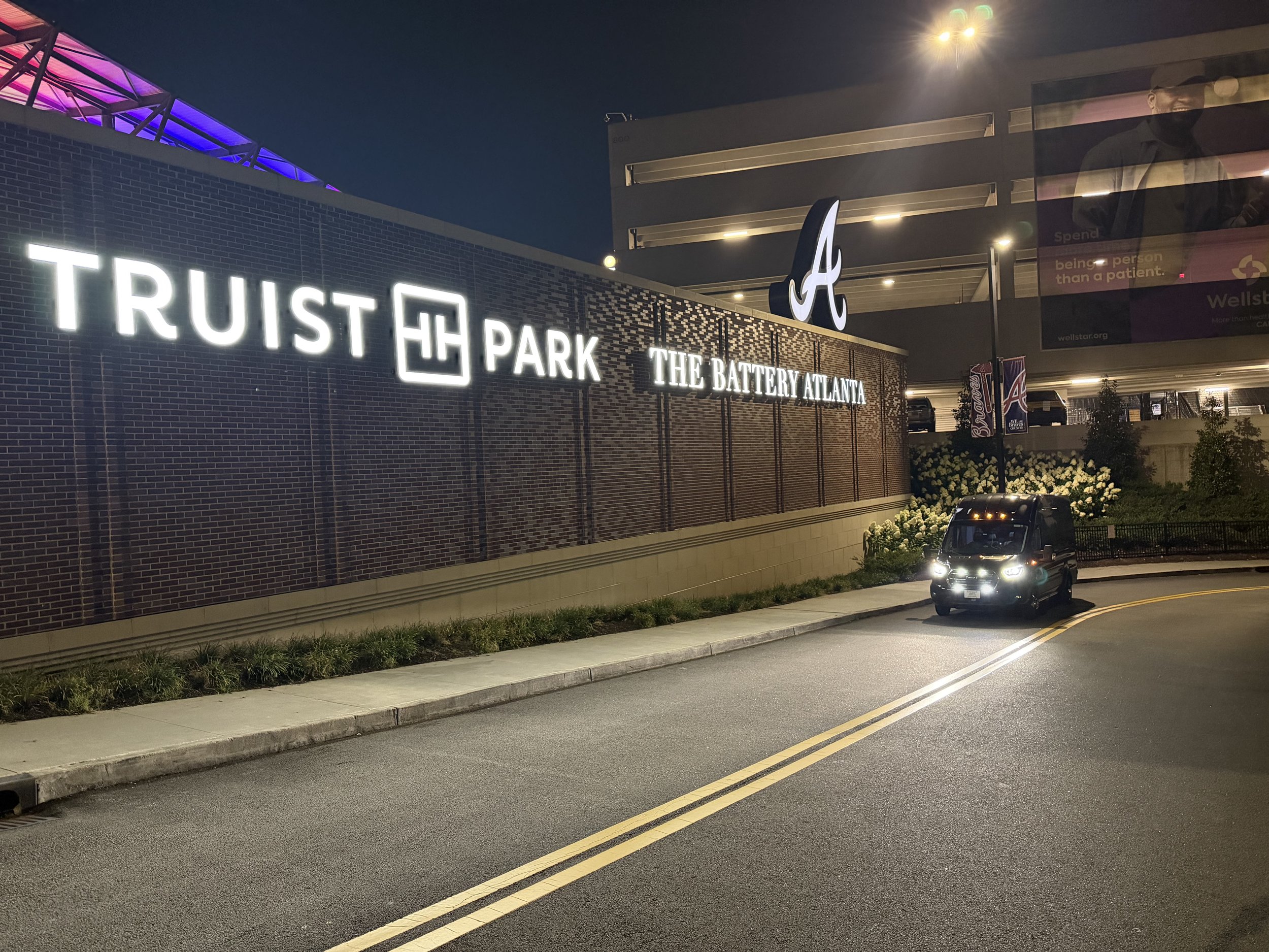 Vic's All Purpose LLC event transportation service at Truist Park and The Battery Atlanta providing shuttle transportation for Braves games, concerts, festivals, corporate events, and group outings.