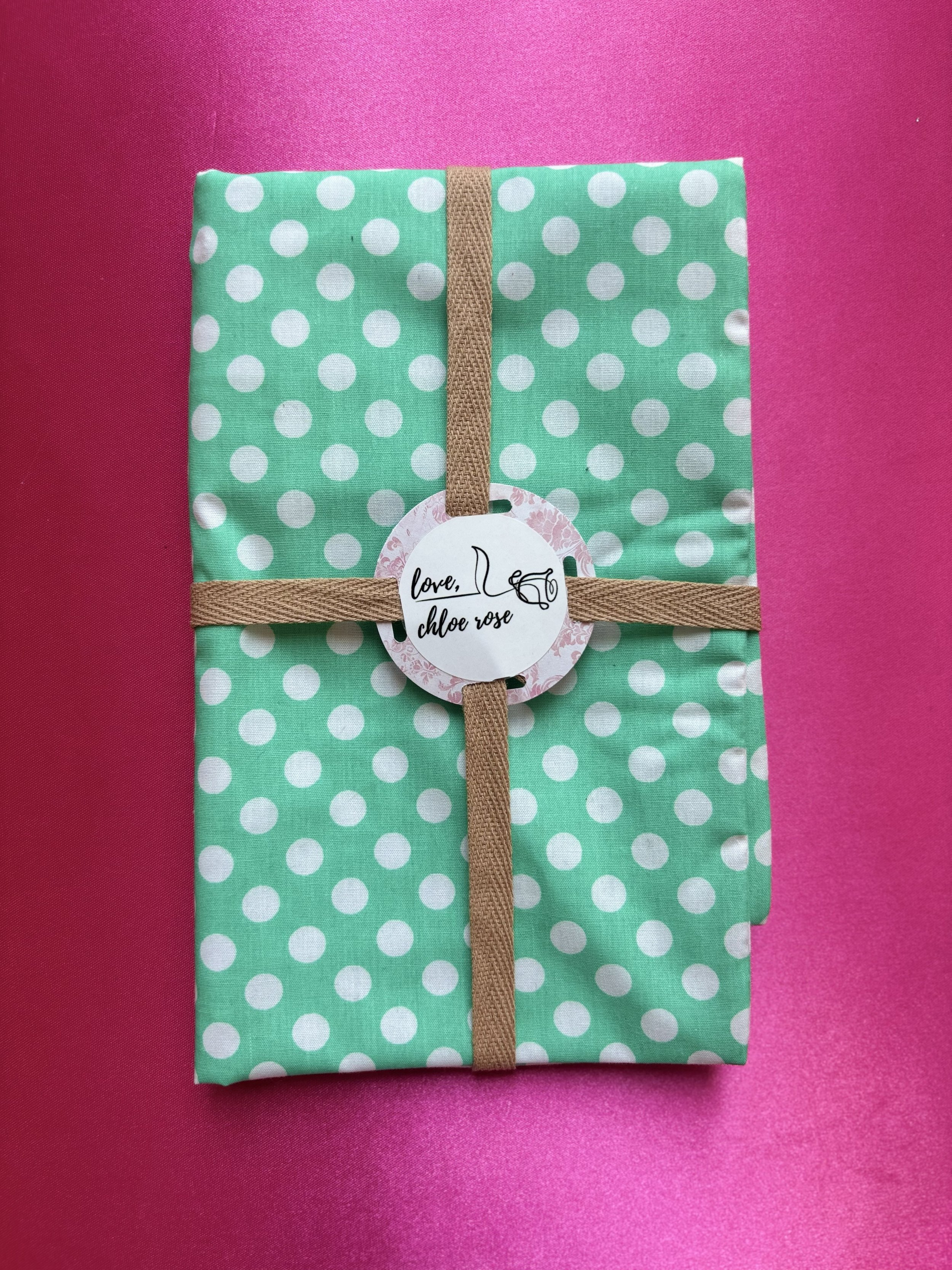 Teal polka dot flat bag.jpg