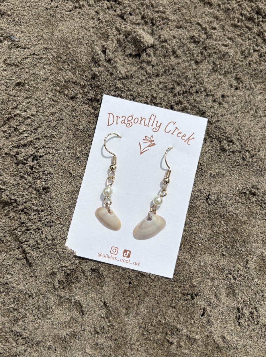 PURPLE INTERIOR COQUINA SHELL EARRINGS