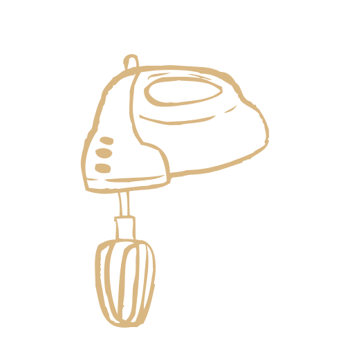 Illustration of a vintage hand mixer with beaters attached