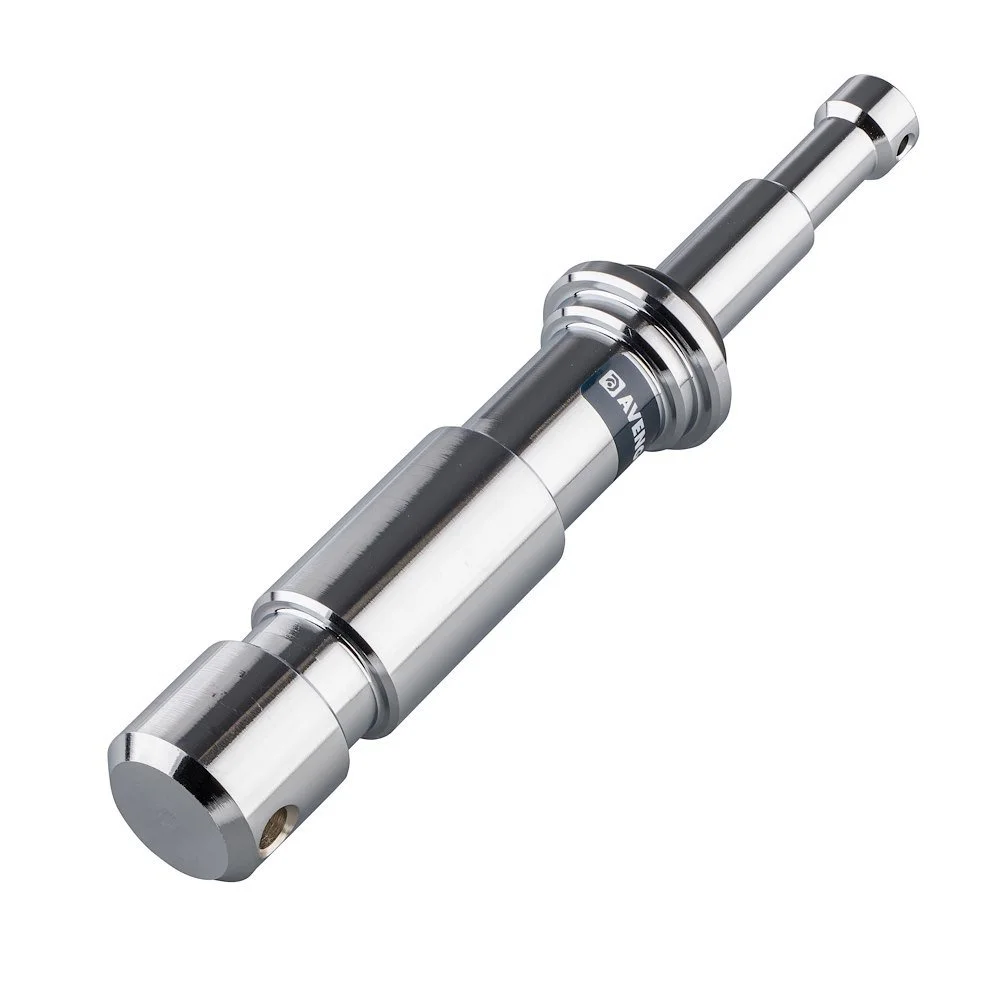 A metal camshaft used in an engine, with a shiny finish and multiple lobes.