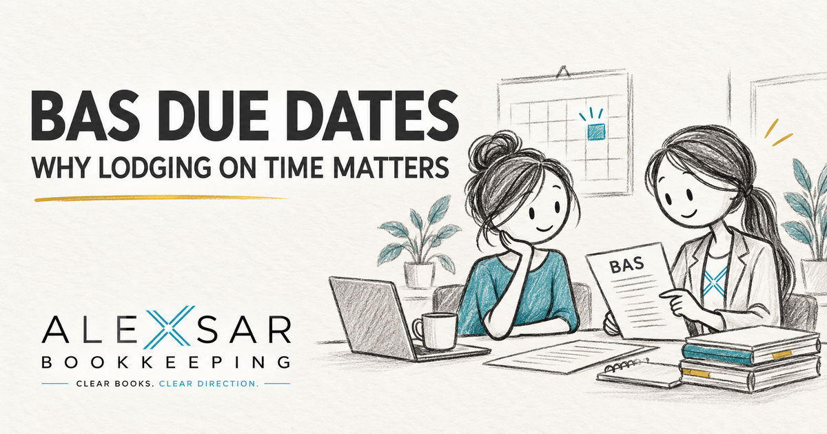 Business owner reviewing BAS due dates and records with a registered BAS agent.