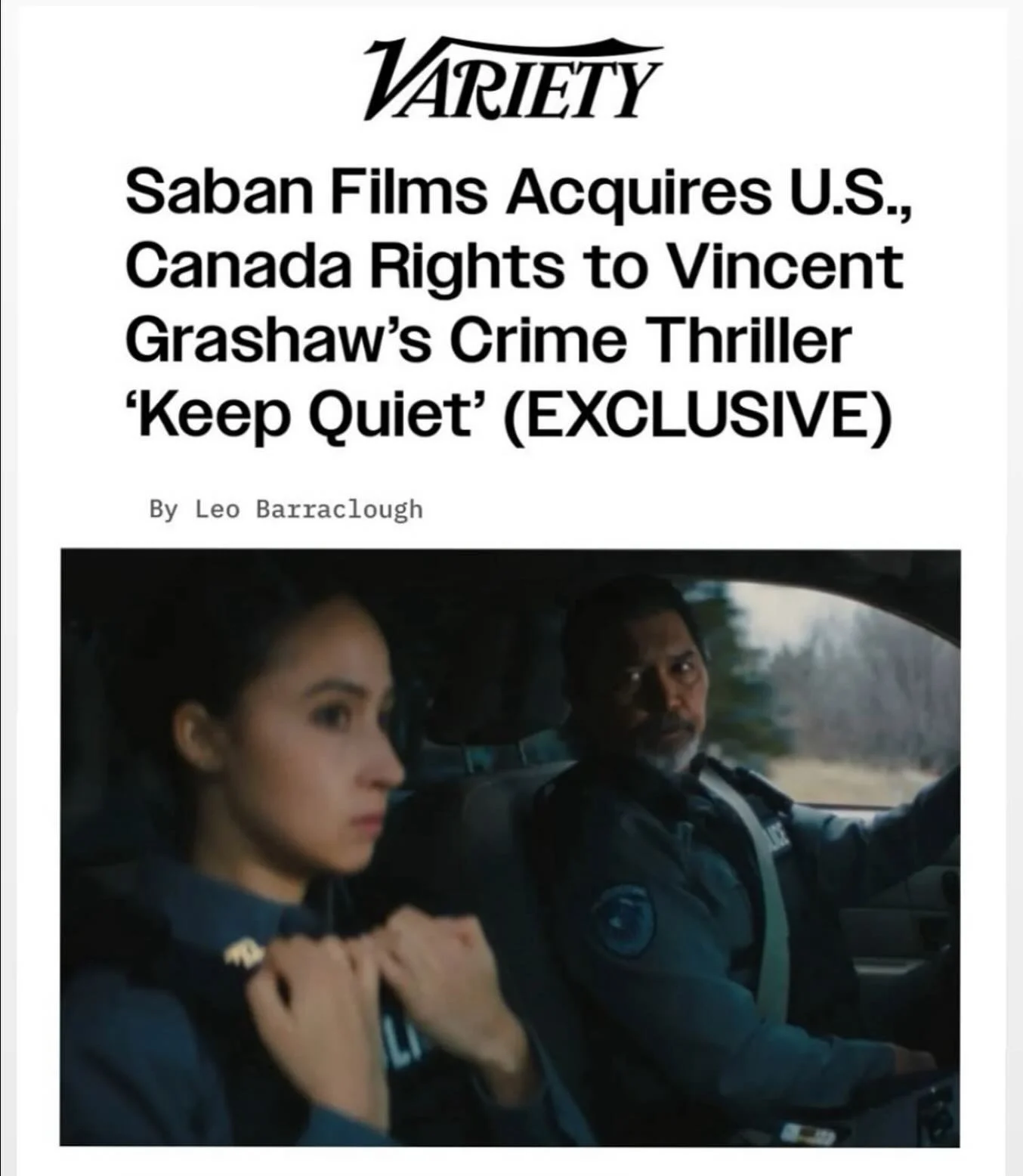 Keep Quiet, which I wrote score and music for, is to hit US/Canada cinemas early 2026! 

Visit Films has sold &ldquo;Keep Quiet,&rdquo; which premiered at the Locarno Film Festival, to Saban Films for the U.S. and Canada.
The film won the German Inde