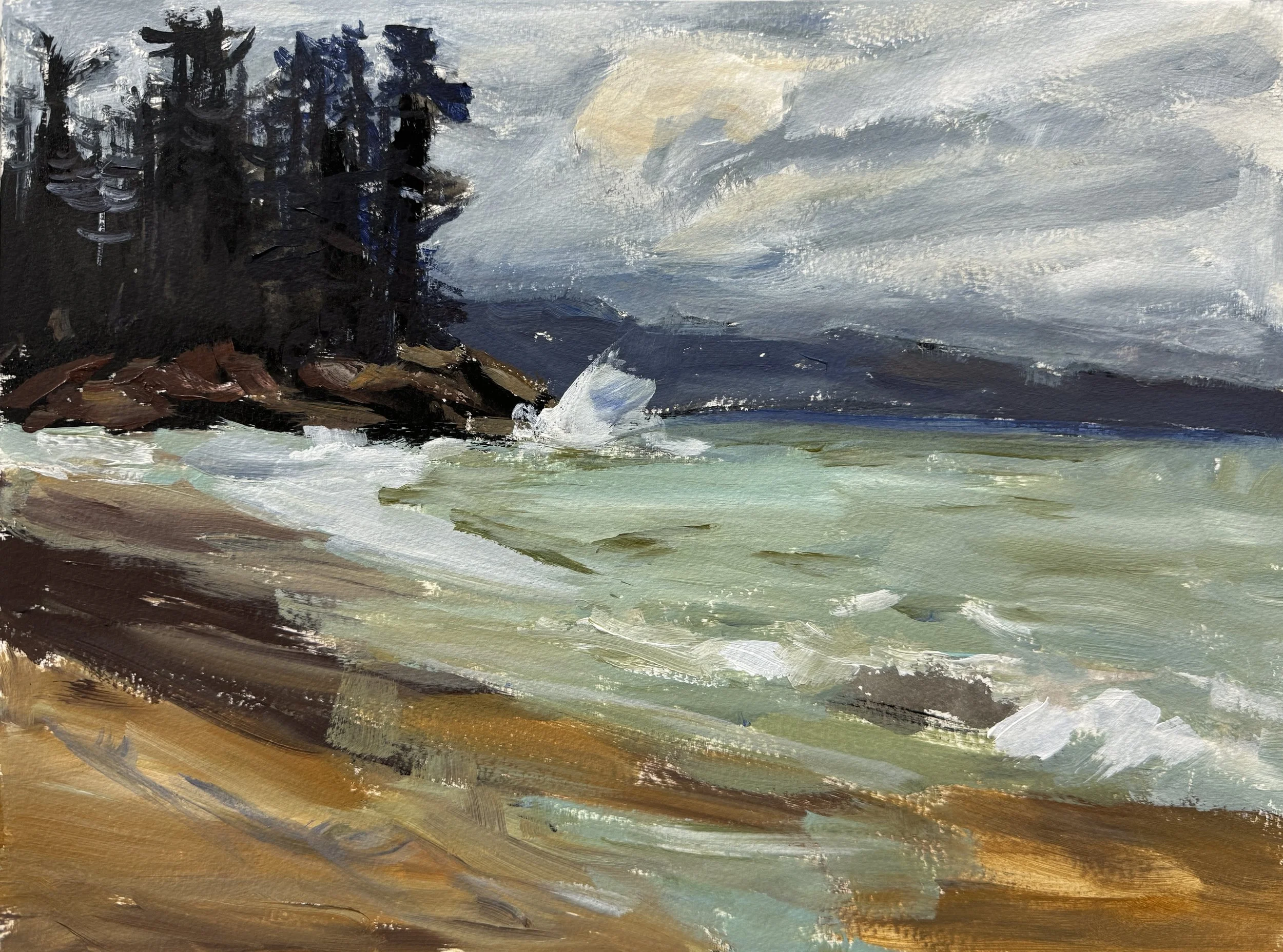 Lake Series study, Acrylic, 16" x 12"