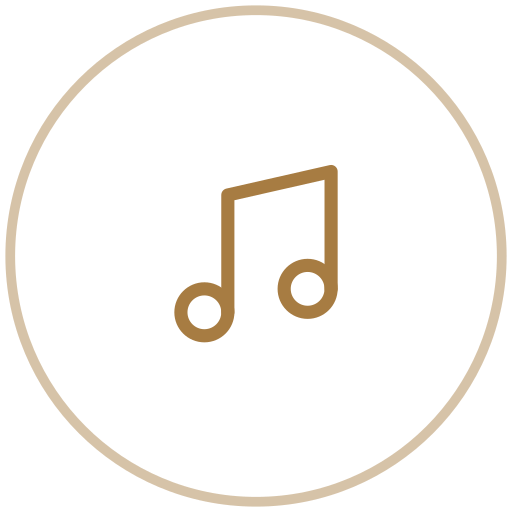 Icon of a musical note enclosed in a circle