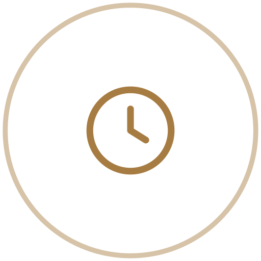 Icon of a clock inside a circle, representing time or schedule.