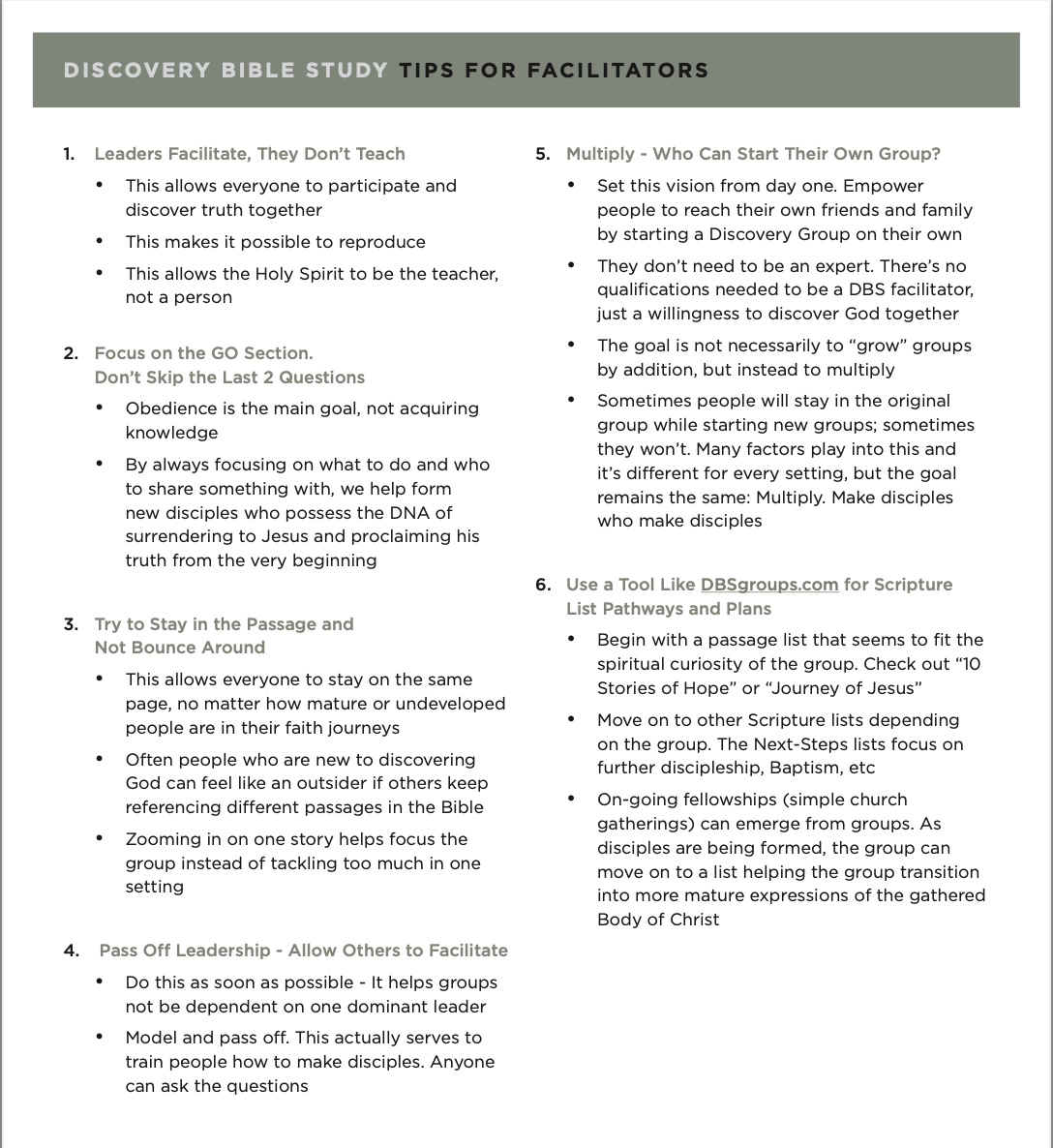Discovery Bible Study: Tips for Facilitators
