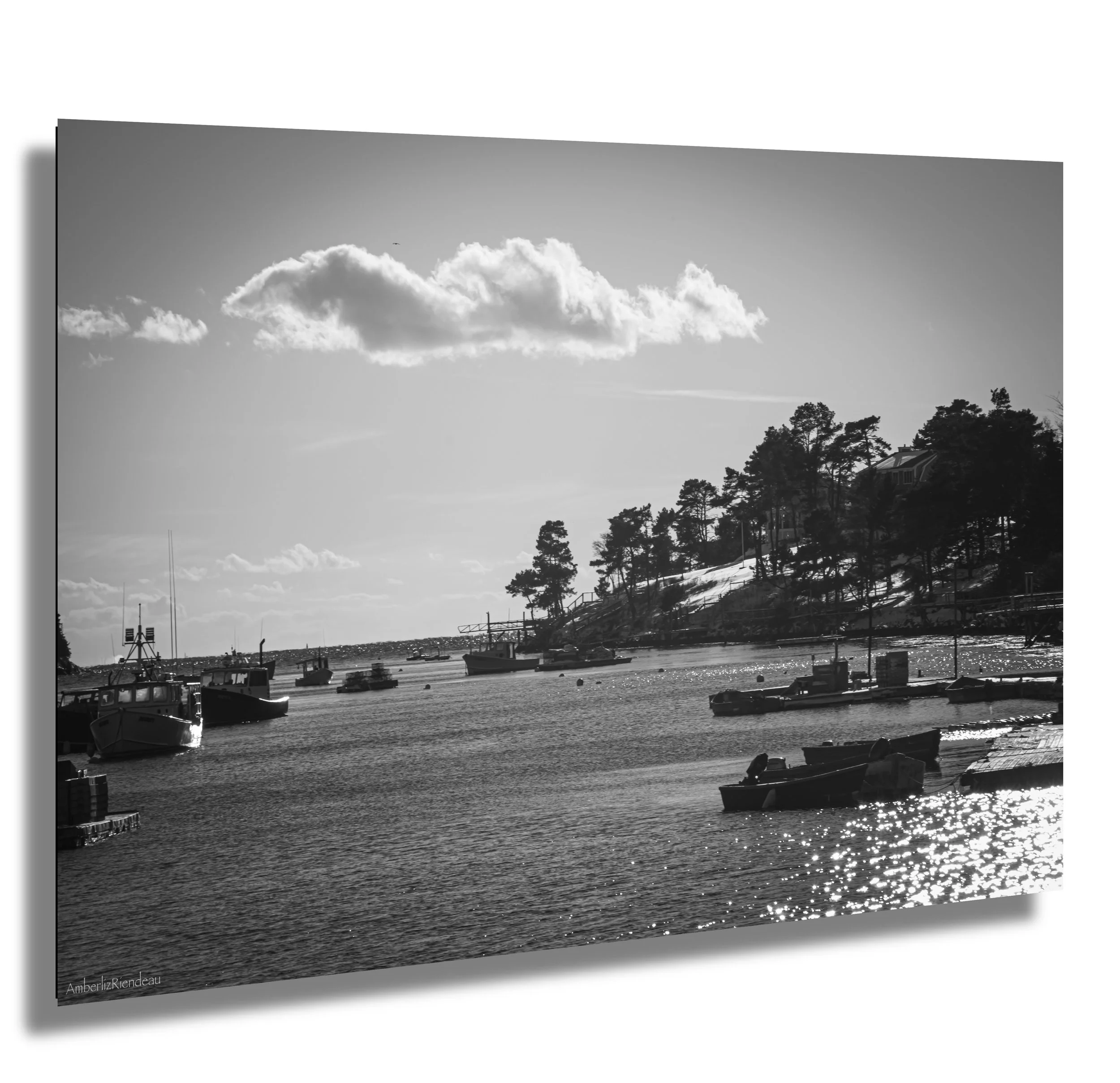 Winter Light on the Harbor | Maine Coastal Black and White Photography