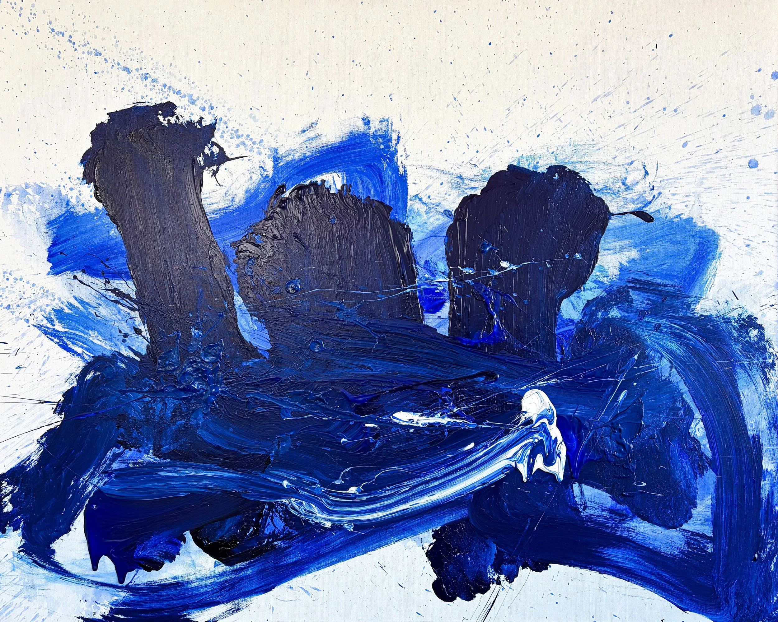 Three Weights: Passage by Australian contemporary artist Martin Ding. Abstract acrylic painting exploring weight, space and gravity.